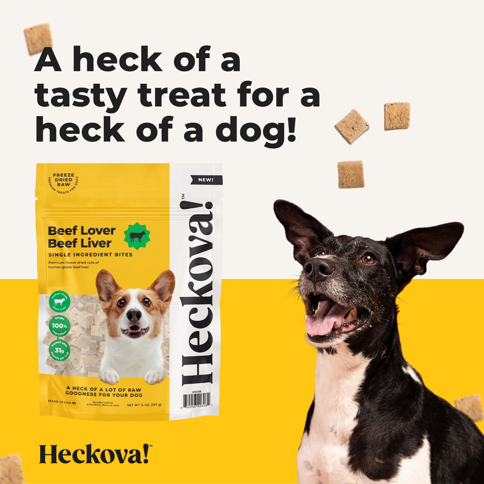 Heckova! Beef Lover - Freeze Dried Beef Liver Dog Treats - Single Ingredient Human Grade Raw Beef Liver Bites for Training, Meal