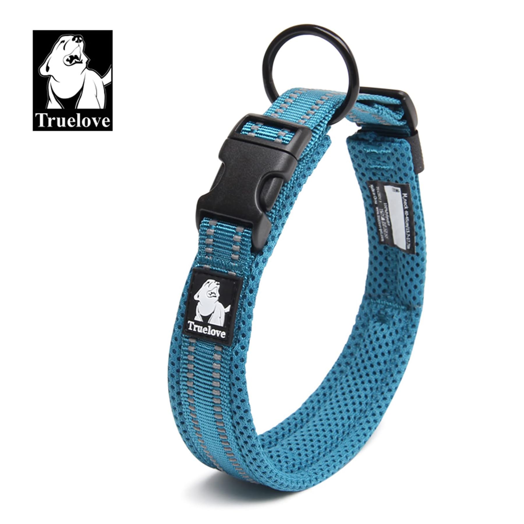 Truelove Dog Collar Reflective Premium Duraflex Buckle,High Grade Nylon Webbing No Choke Basic Collars Tlc5011(Blue,Xl)