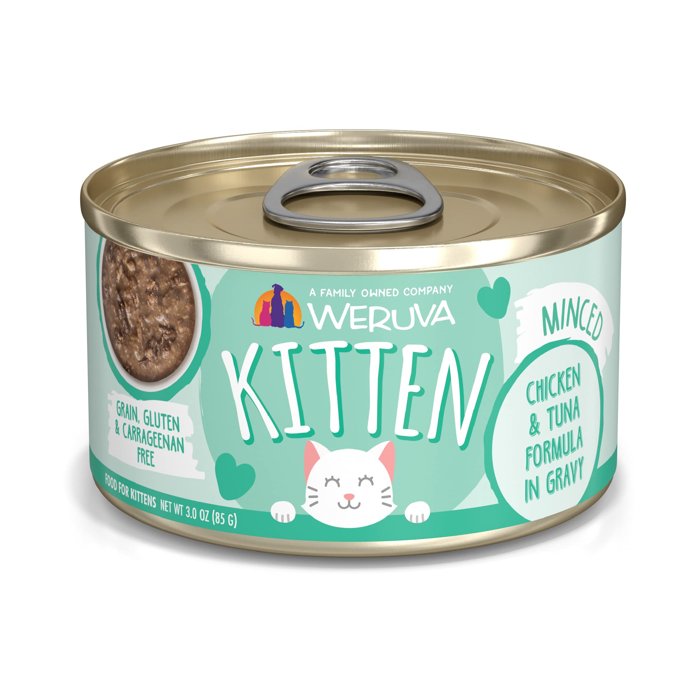 Weruva Kitten, Chicken & Tuna Formula in Gravy, 3oz Can (Pack of 12)