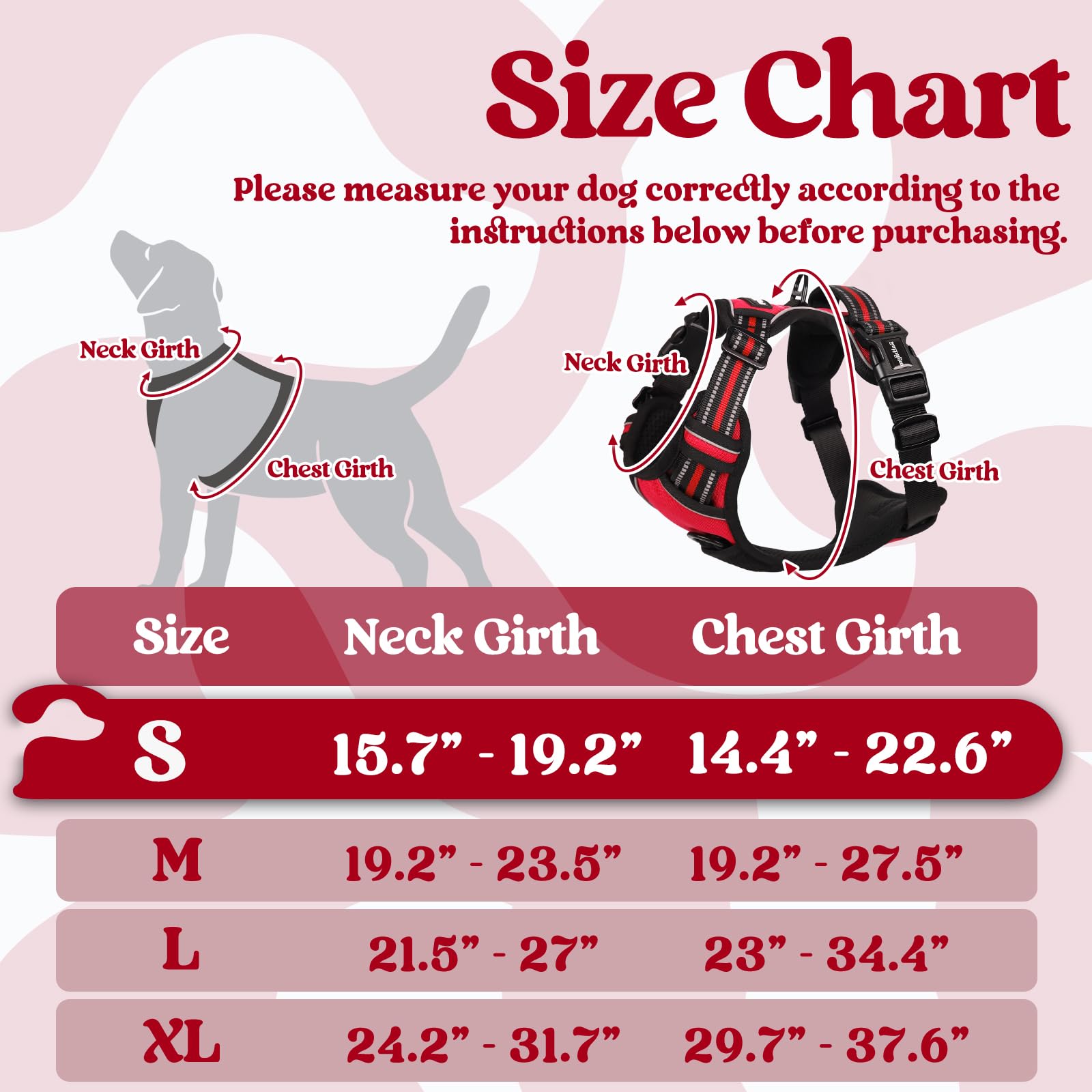 Rabbitgoo Dog Harness Small Sized, No Pull Pet Harness With 3 Buckles, Adjustable Soft Padded Pooch Vest With Instant Control Handle, Easy Walking Reflective Pet Vest For Small Dogs, Red, S
