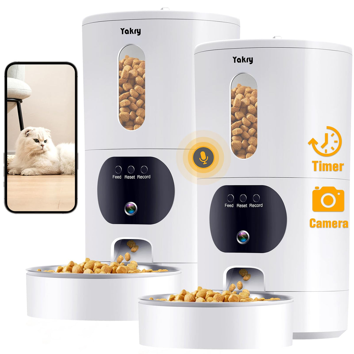Automatic Cat Feeder Camera: Easy Setup Timed Smart Dog Feeder Wifi - 2-Way Audio 5G Pet Food Dispenser App Control For Multi-Ca