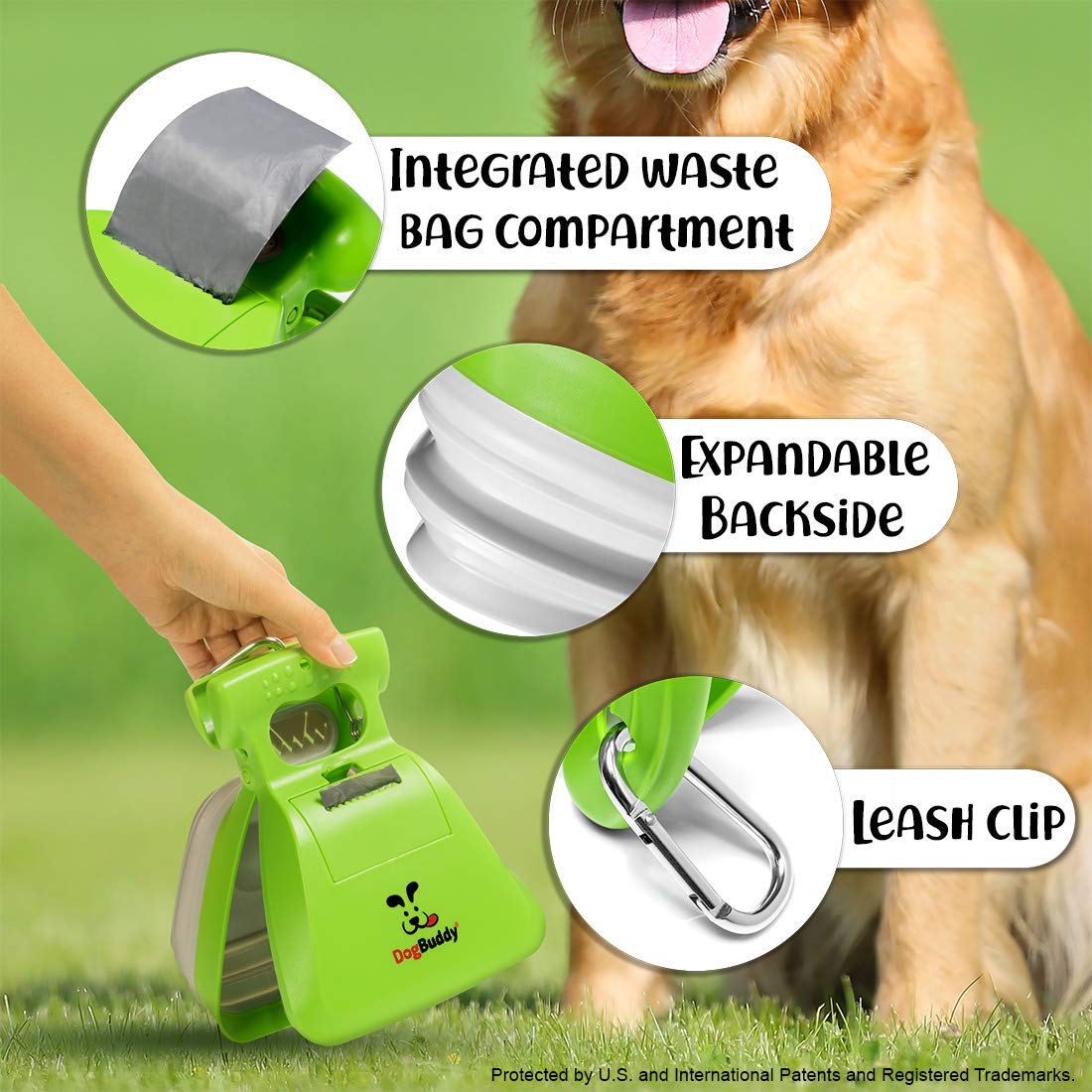 DogBuddy Pooper Scooper, Portable Dog Pooper Scooper, Poop Scooper for Small and Large Dogs, Pooper Scooper with Bag Attachment,