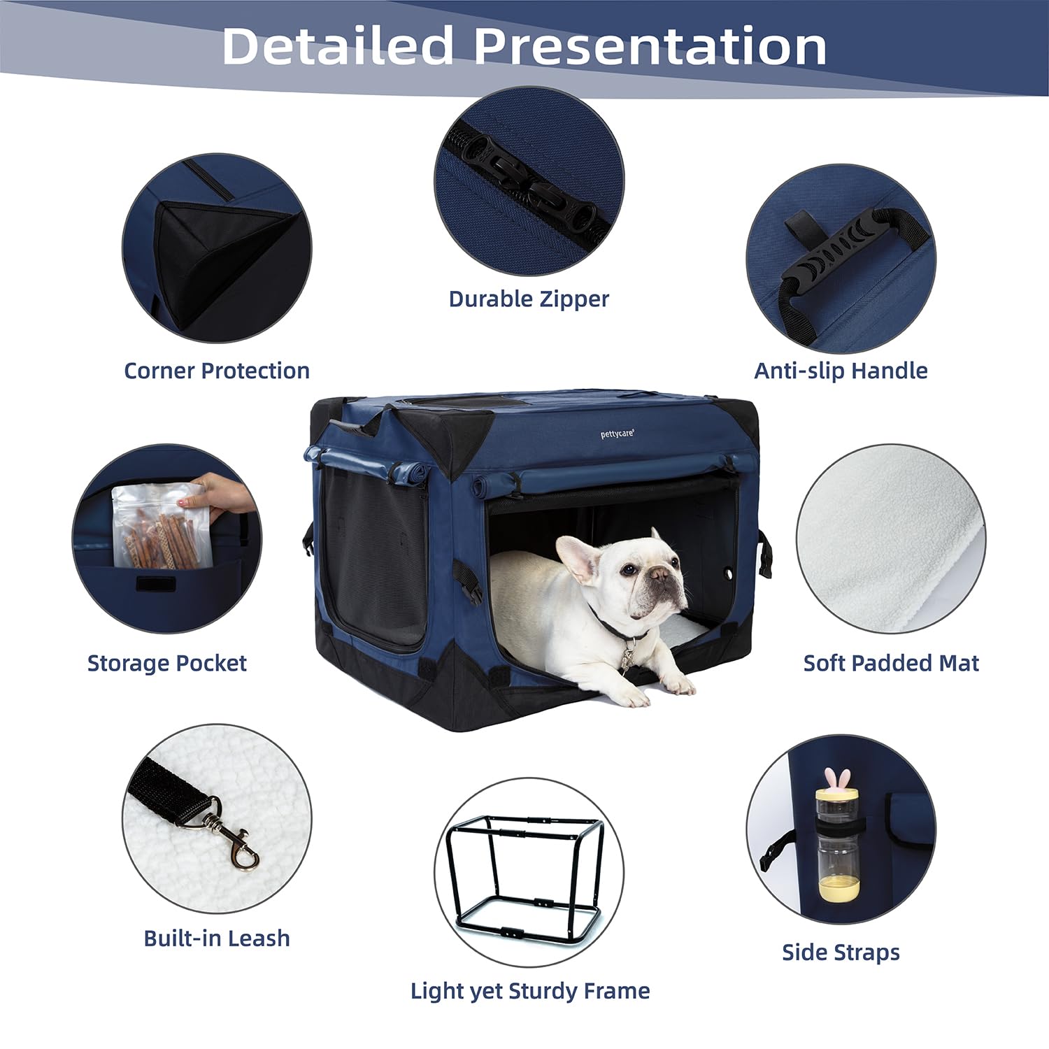 Pettycare 36 Inch Collapsible Dog Crate With Curtains Travel Dog Crate For Airflow And Calm Soft Pet Kennel With Portable Bag An