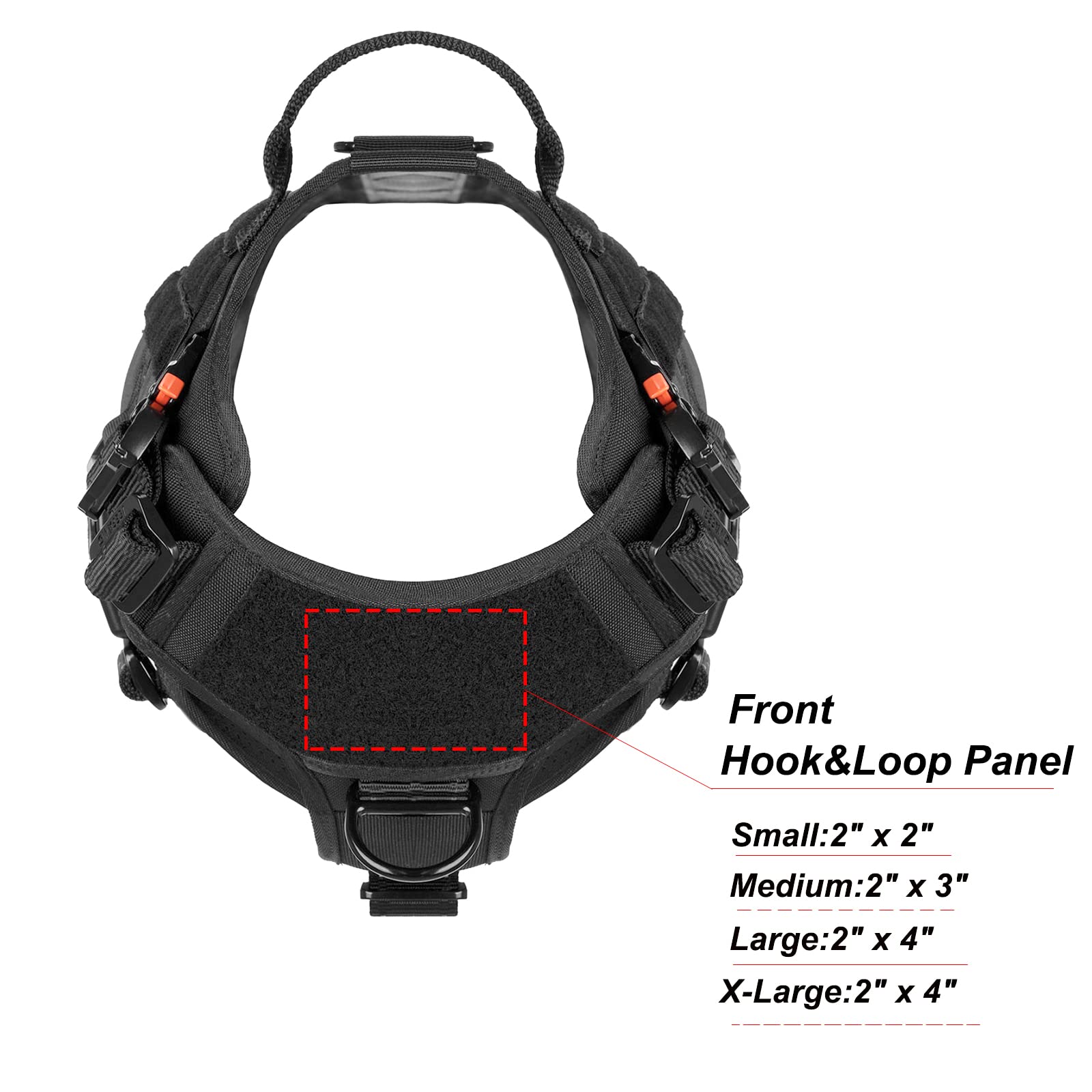 ICEFANG Tactical Dog Harness, X-Large, Black, 2X Metal Buckle, MOLLE Vest, No Pulling Front Clip, Handle