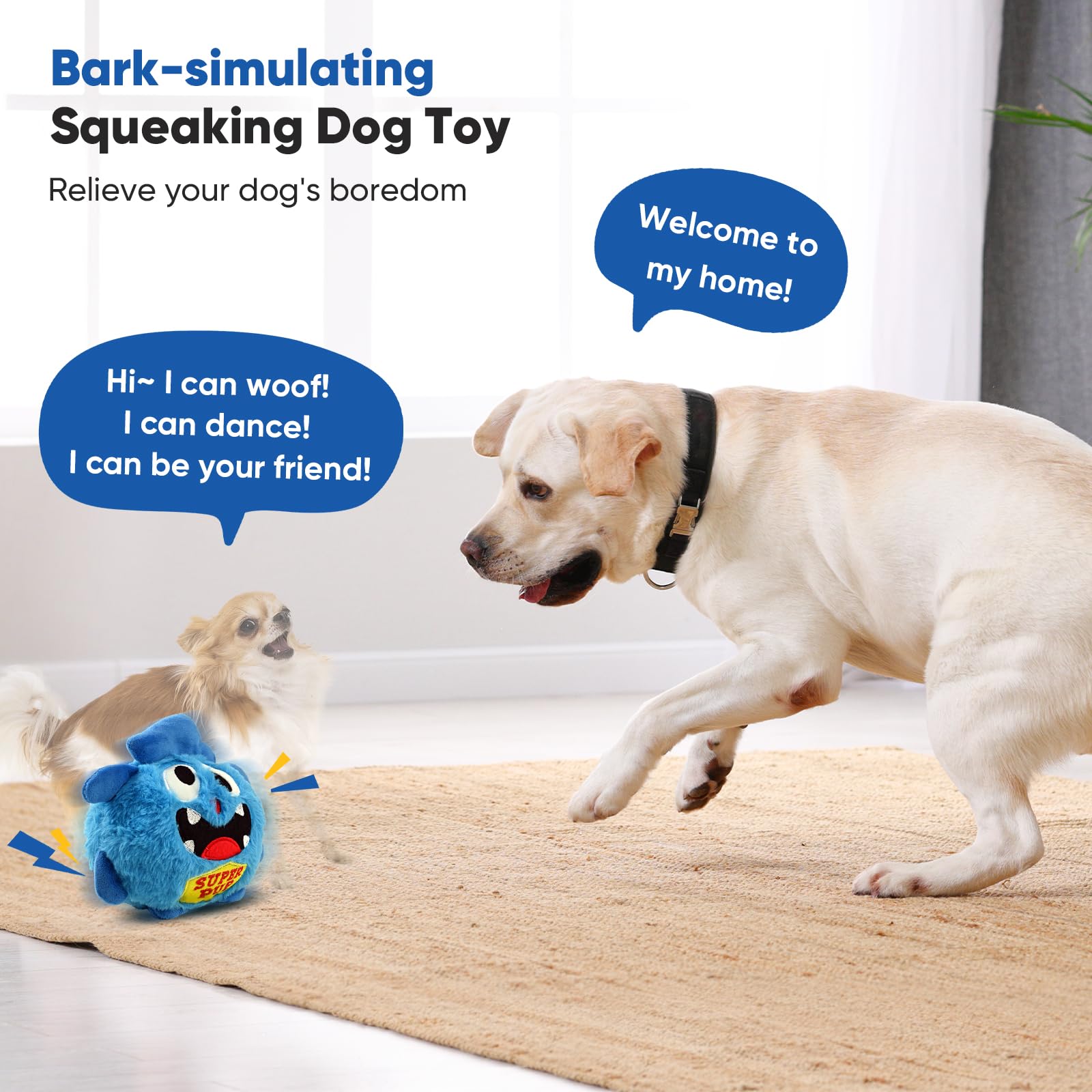 Petbobi Interactive Dog Toys - Rechargeable, Upgrade Moving Dog Toy For Stimulating Play, Pet Plush Squeaky Ball, Ideal For Smal