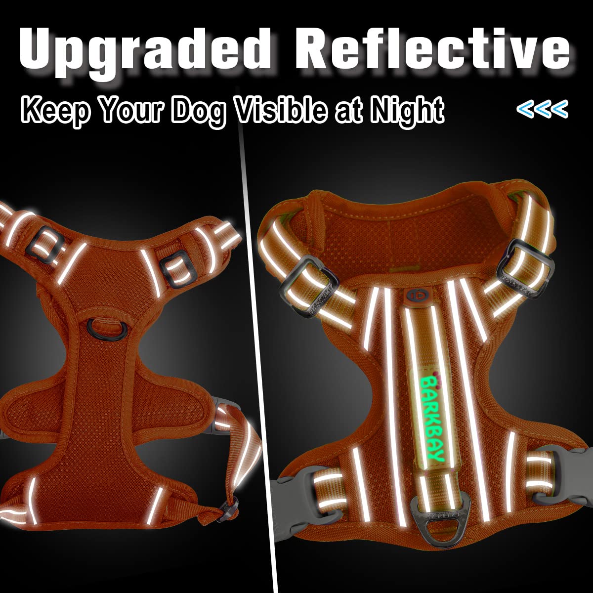 Barkbay No Pull Dog Harness Front Clip Heavy Duty Reflective Easy Control Handle For Large Dog Walking With Id Tag Pocket(Orange,Xl)