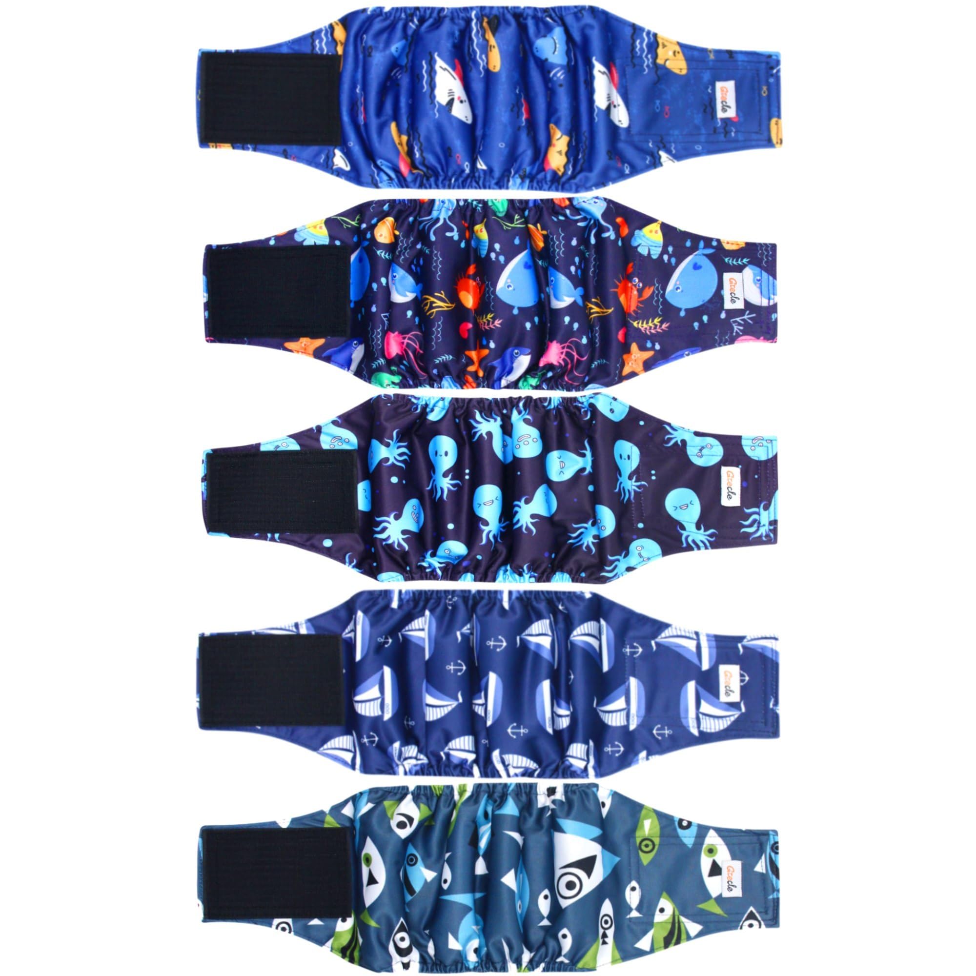 5 Pack Dog Diapers Male Reusable, Premium Belly Bands For Male Dogs, High Absorbing Male Dog Pee Wraps For Doggie In Incontinenc