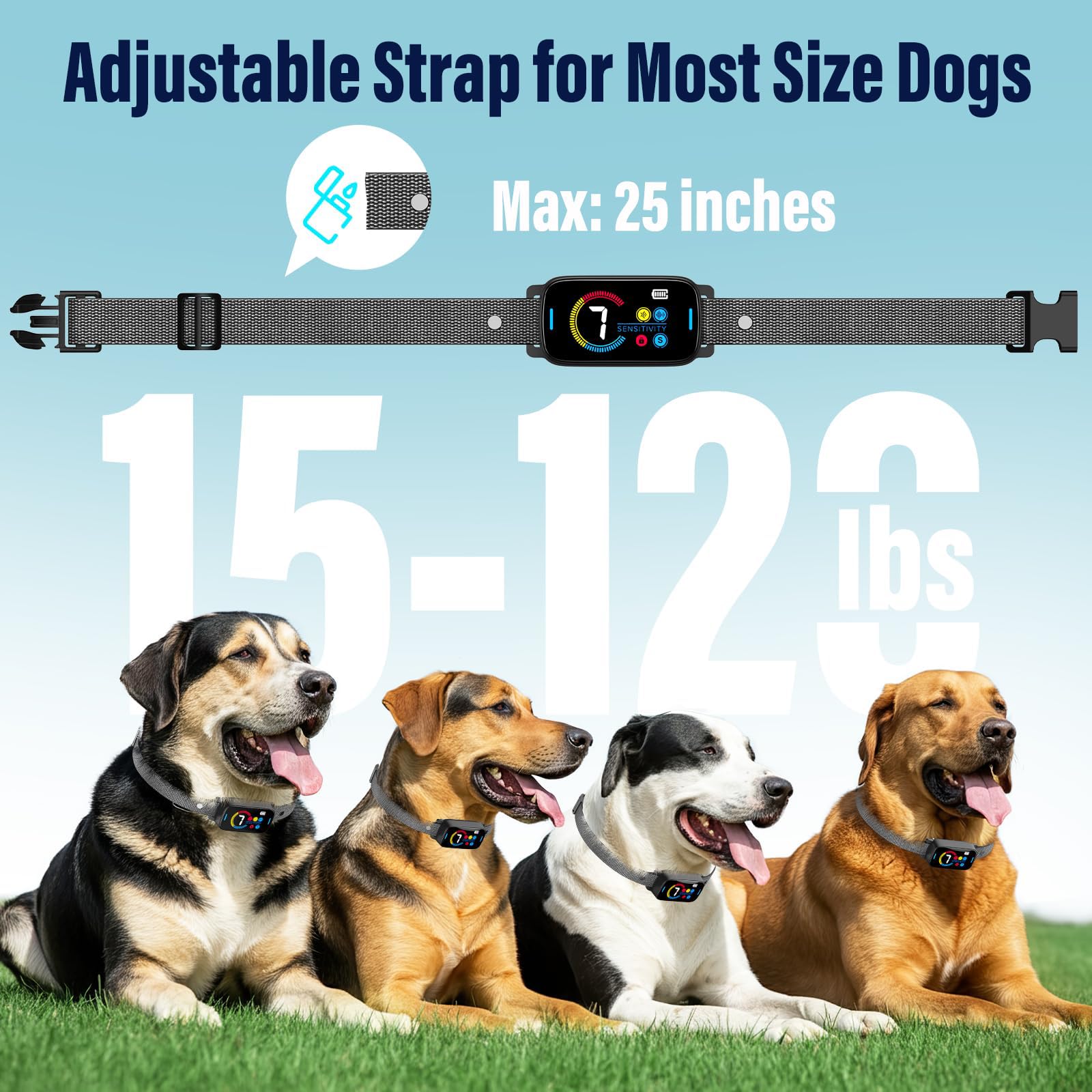 Upgrade Ultrasonic Bark Collar For Large Medium Small For Dogs Smart Automatic Bark Collar Rechargeable Anti Barking Training Co