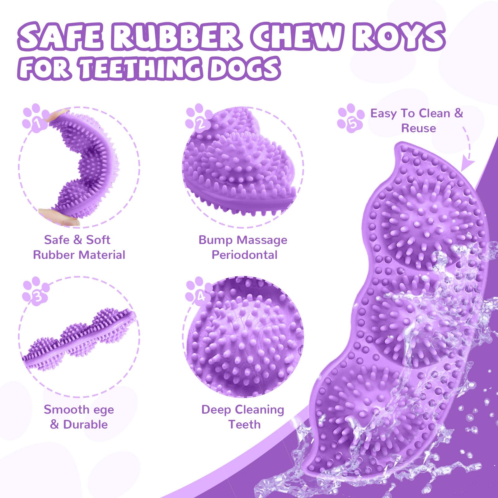 Abrrlo 6 Pack Puppy Teething Toys Cute Small Dog Toys Durable Puppy Chew Toy For Teething Essentials Purple Soft Rubber Small Br