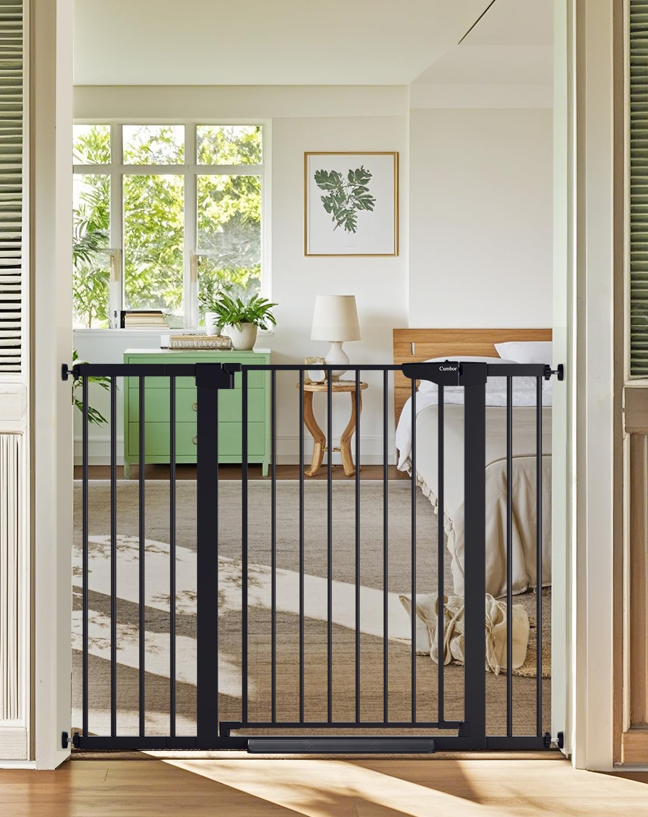 Cumbor 36' Extra Tall Baby Gate For Stairs, 29.7-48' Wide Dog Gates For Doorways, Auto Close Safety Gate For Babies And Pets, Easy Install, Pressure Mounted, Fits Doorways, Stairs, Entryways, Black