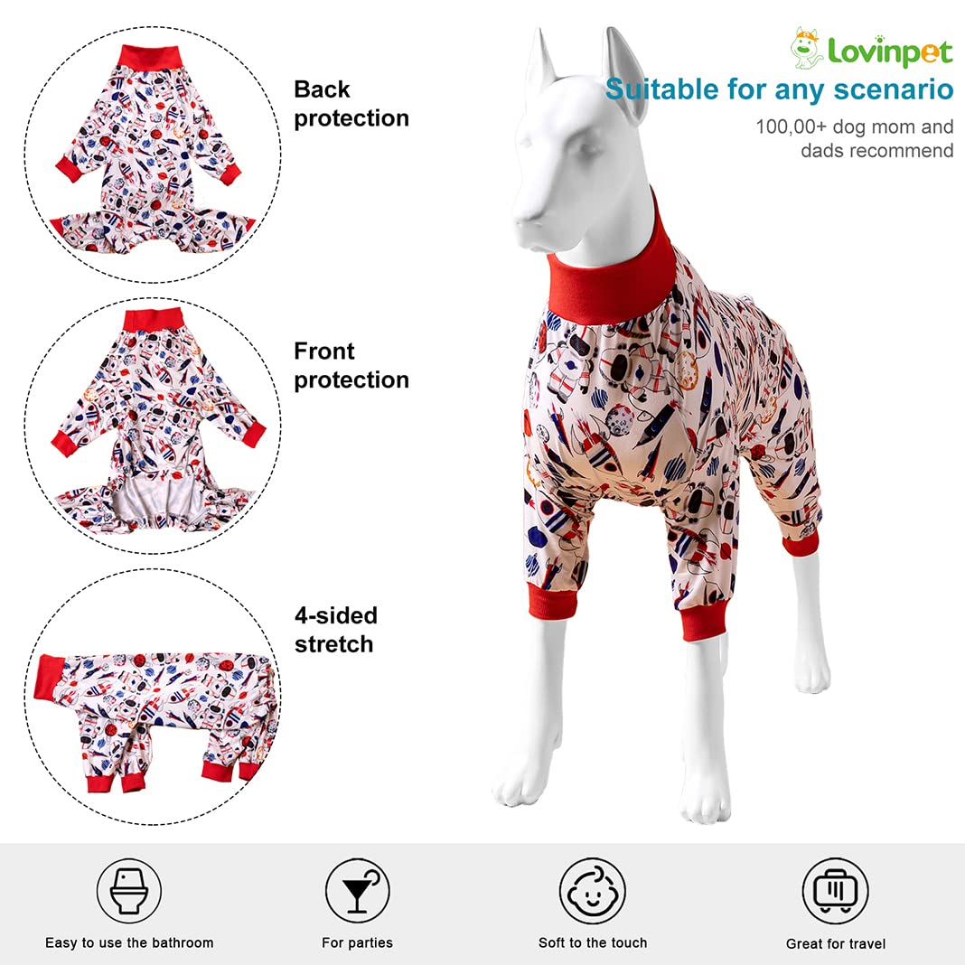 Lovinpet Pitbull Dog Sweater - Space Snow Prints, Lightweight Pullover Large Puppy Pajamas, Full Coverage Dog Pjs, Large Dog One