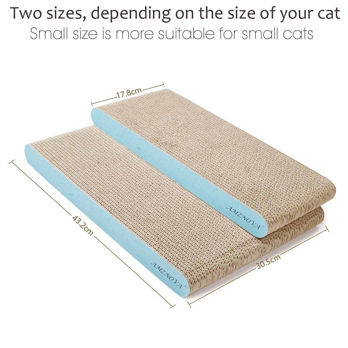Amznova Cat Scratcher, Cardboard Cat Scratchers, Durable & Recyclable Scratching Pad, Colors Series, Narrow, Baby Blue