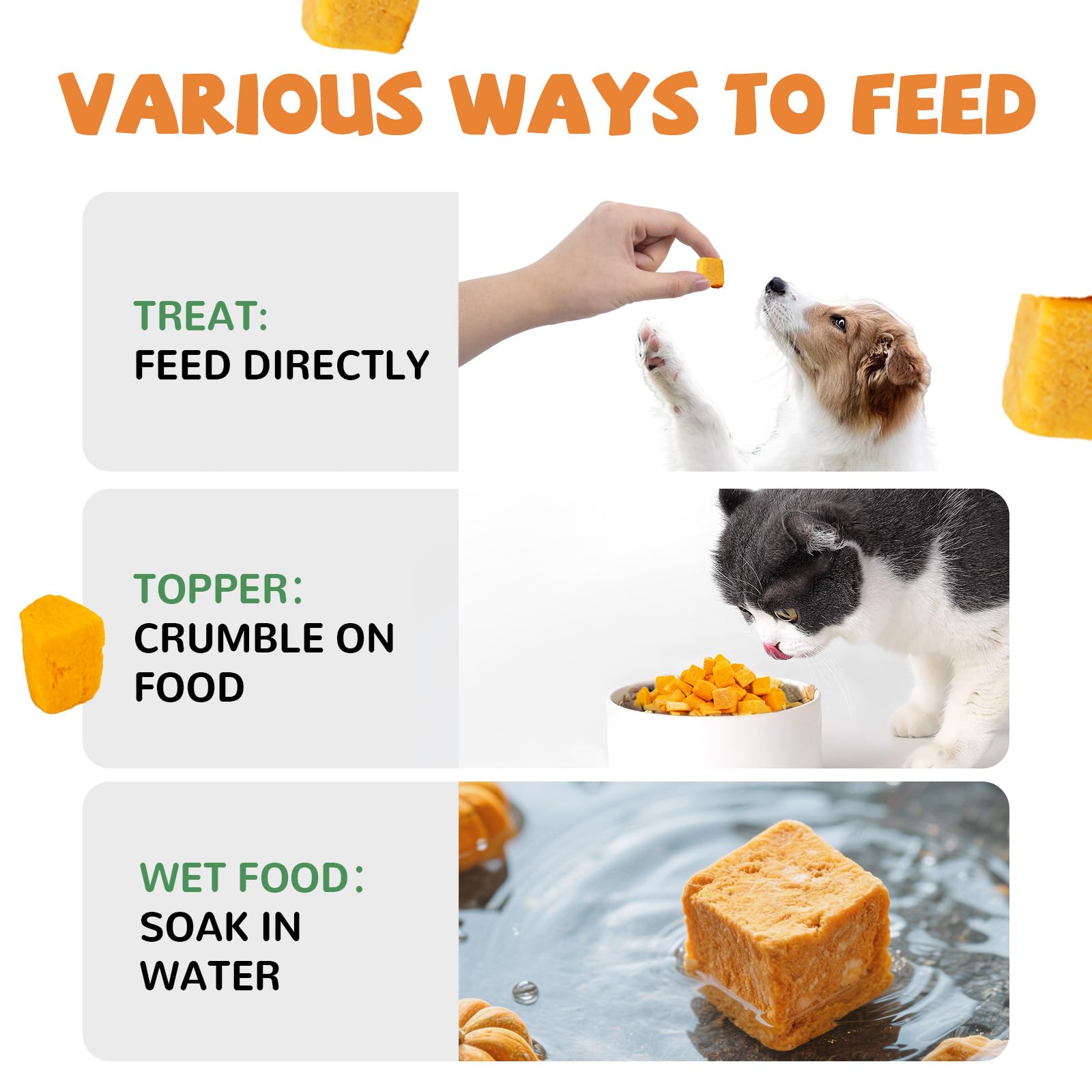 PAWUP Freeze-Dried Pumpkin Treats for Dogs & Cats - High Fiber, Single Ingredient Natural Snacks for Digestion & Gut Health, Hea