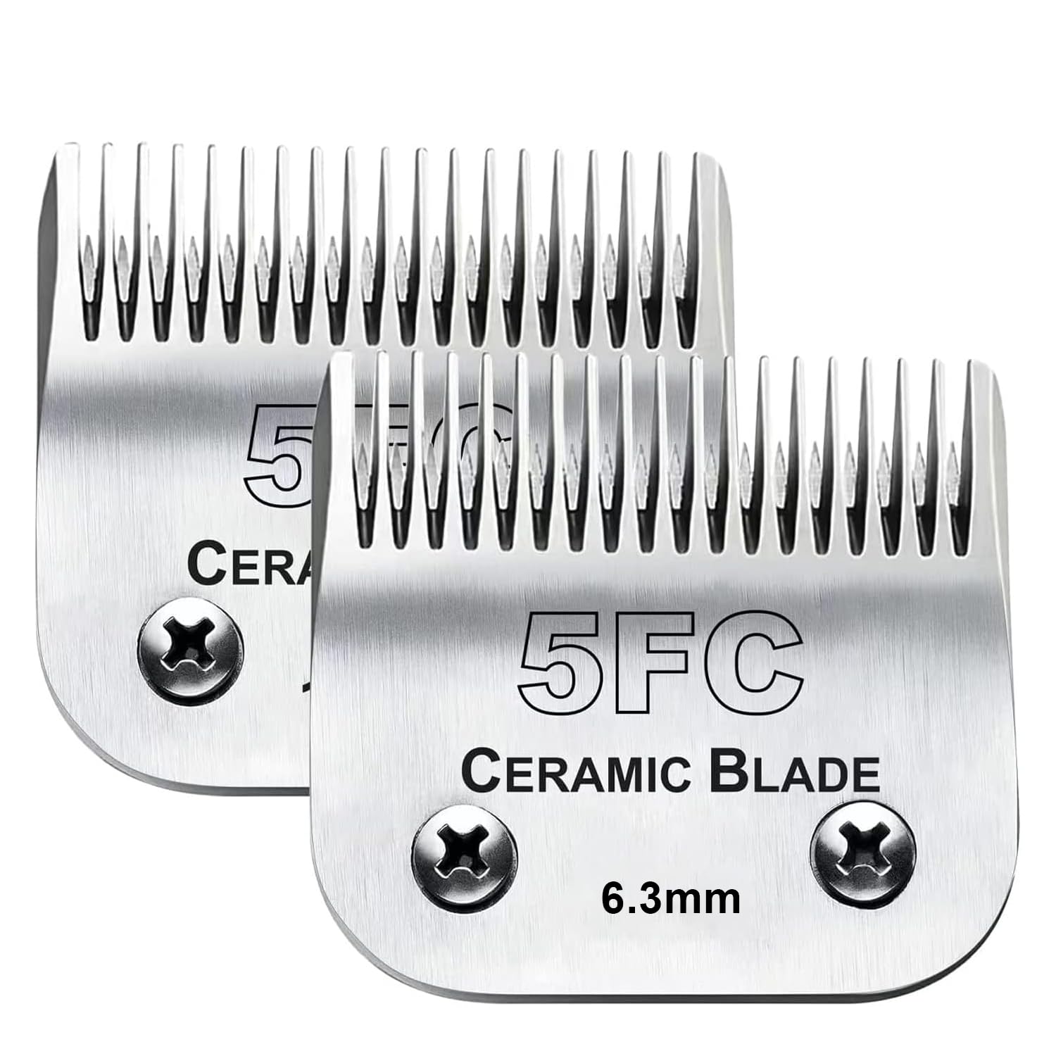 2Pc 5Fc Blade Dog Grooming Clipper Replacement Blades Compatible With Andis Dog Clippers,Detachable Ceramic Blade & Stainless Steel Blade,Size-5 Fc 1/4-Inch Cut Length (64122)
