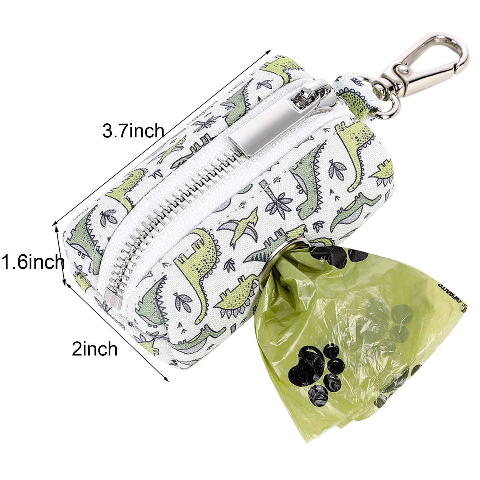 Aring Pet Dog Waste Bag Dispenser, Cotton Doggy Poop Bags Holders Attach To Any Leashes, Portable Washable Dinosaur Pet Waste Po