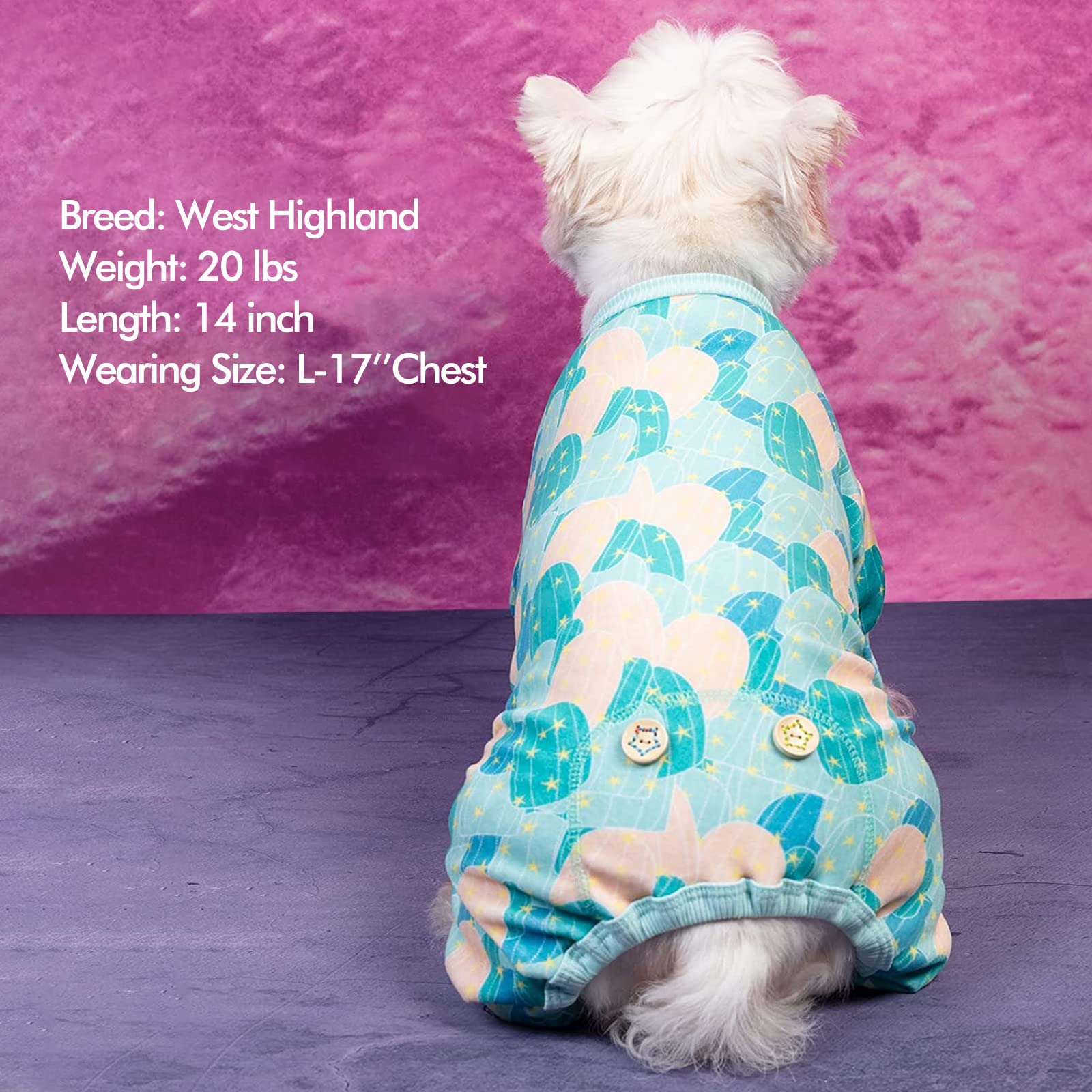 Kyeese Dog Pajamas Cactus Dog Surgery Recovery Suit Stretchy Dog Coat Cat Clothes Dog Body Suits After Surgery Dog Pajamas For S