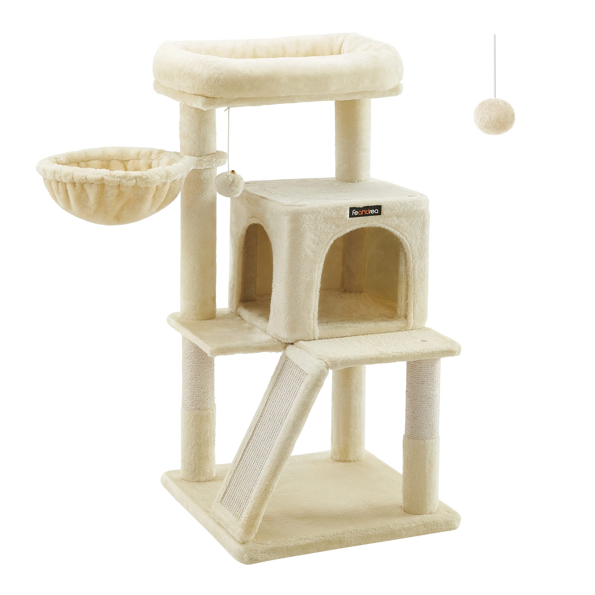 Feandrea Cat Tree, Small Cat Tower with Widened Perch for Large Cats Indoor, Kittens, 37.8-Inch Multi-Level Cat Condo, Scratchin