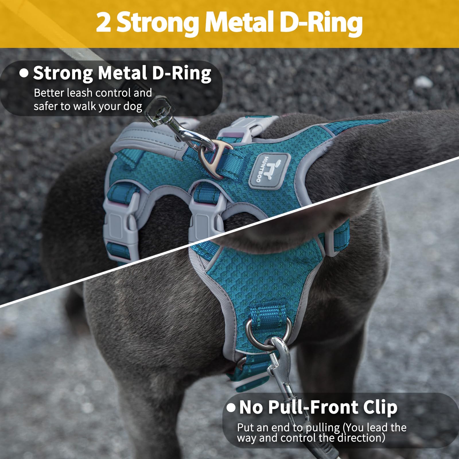 Huntboo Escape Proof Dog Harness, Escape Artist Harness, Fully Reflective Harness With Padded Handle, Breathable,Durable, Adjust