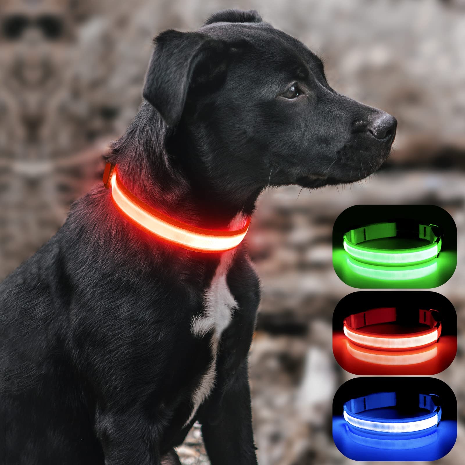 Bseen Light Up Dog Collars - Reflective Led Dog Collar, Adjustable Lighted Dog Collar, Rechargeable Glow Collars For Dogs, Flashing Dog Lights For Night Walking (Ruby Red, X-Large)