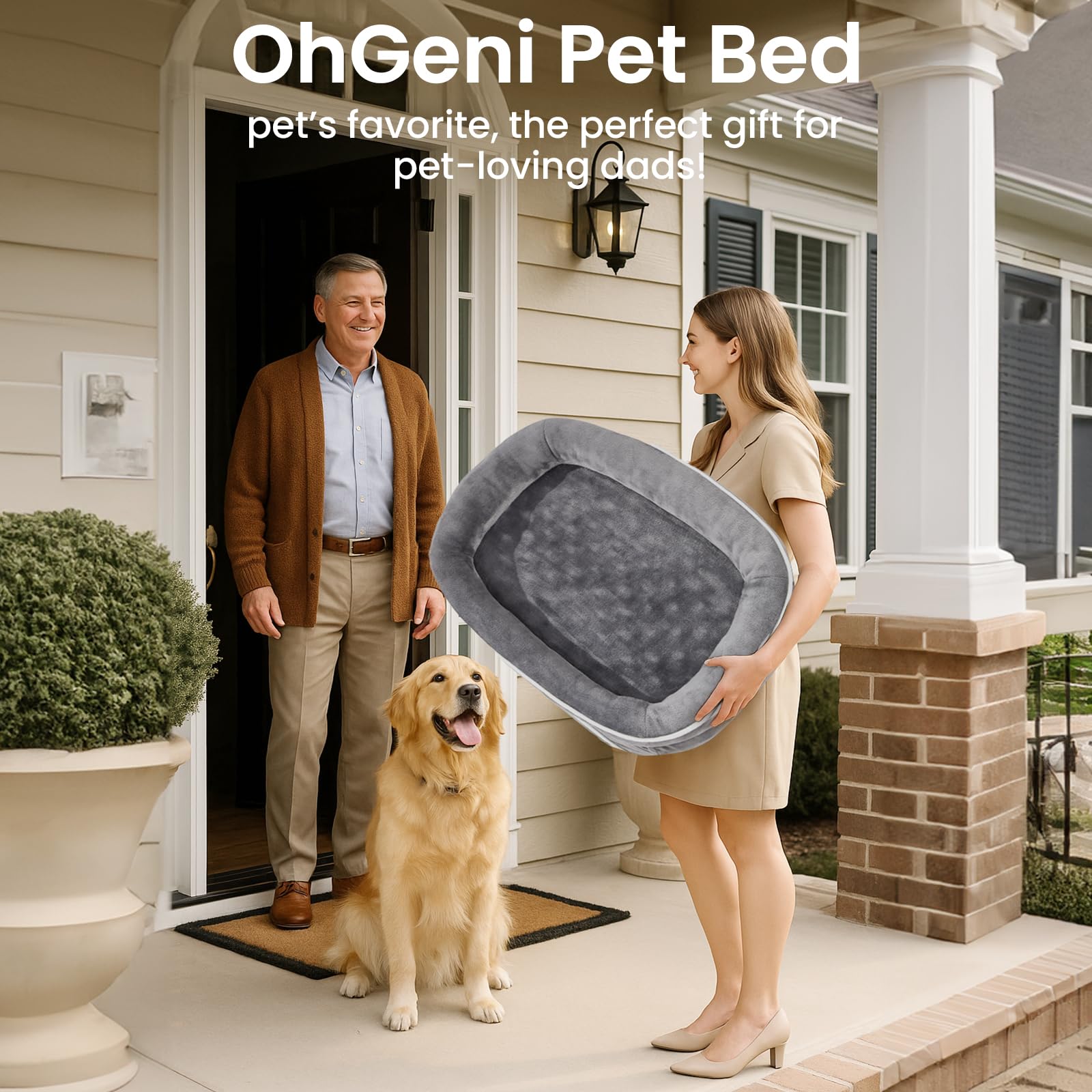Ohgeni Orthopedic Big Dog Couch Xx-Large Sized Pet Beds For Fathers Gifts With Comfort Foam Support, Soft Indestructible Fabric,
