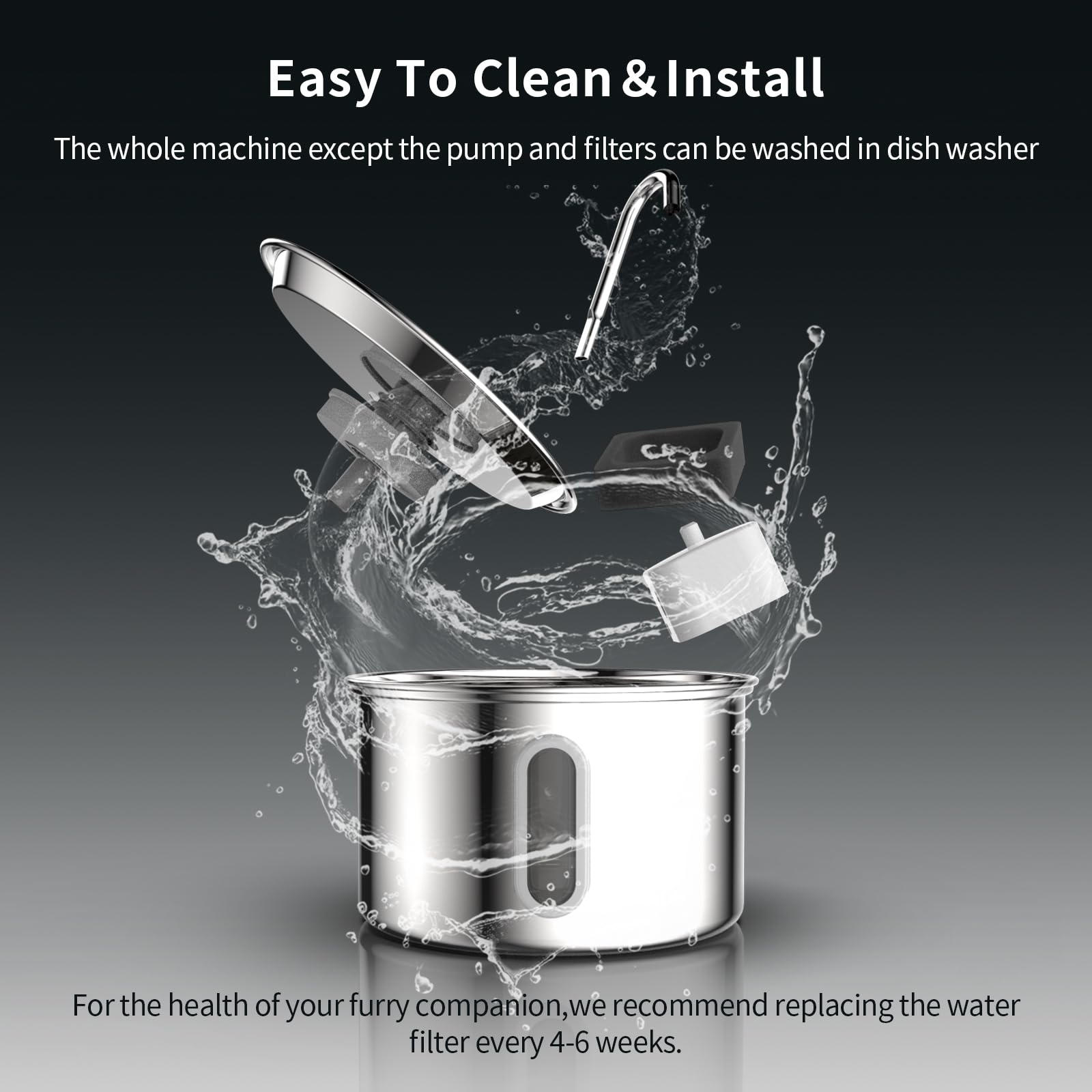 Stainless Steel Cat Water Fountain, 3L/101Oz Pet Water Fountain, Dog Waterer With Quiet Pump And 4-Layer Filtration For Cats And