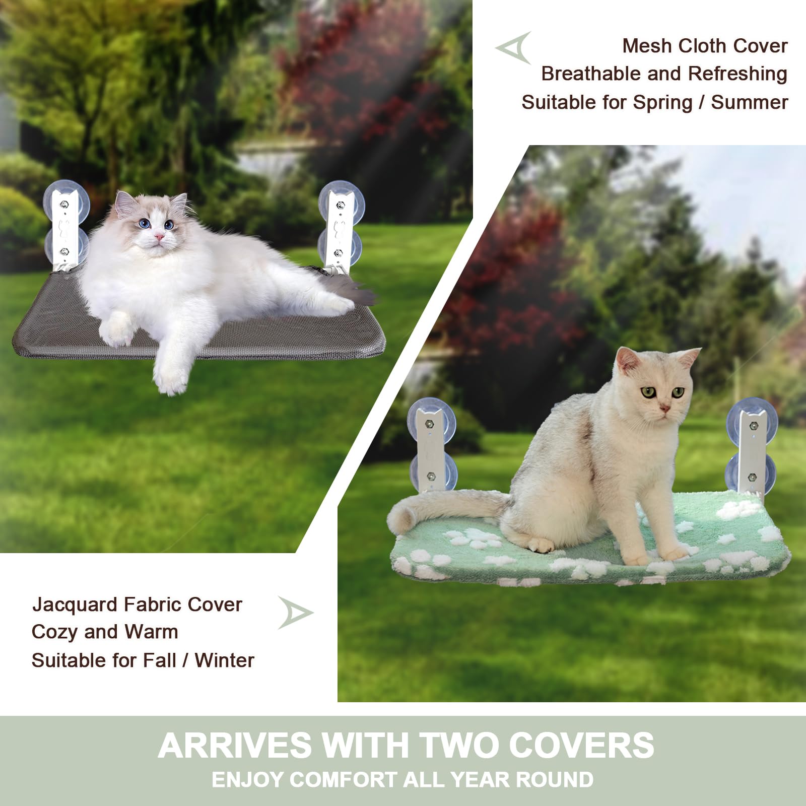 Yaning Cat Window Perch, Foldable Cat Window Hammock With Cute 3D Textured Flower Cover, Breathable Mesh Cover And Strong Suctio