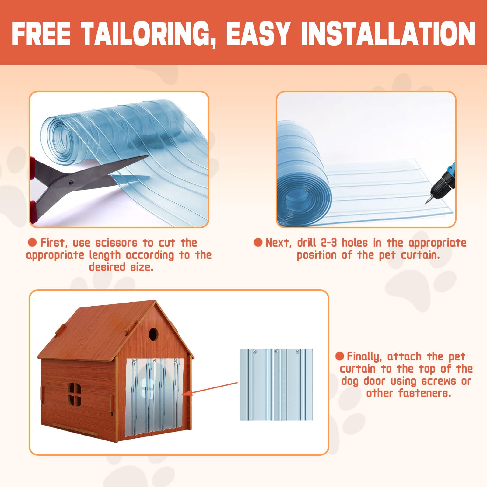 Dog Door Replacement Flaps, Doghouse or Kennel Door Flap, Pet Products and Supplies,Safe Plastic Vinyl Strip for DIY Doghouse or