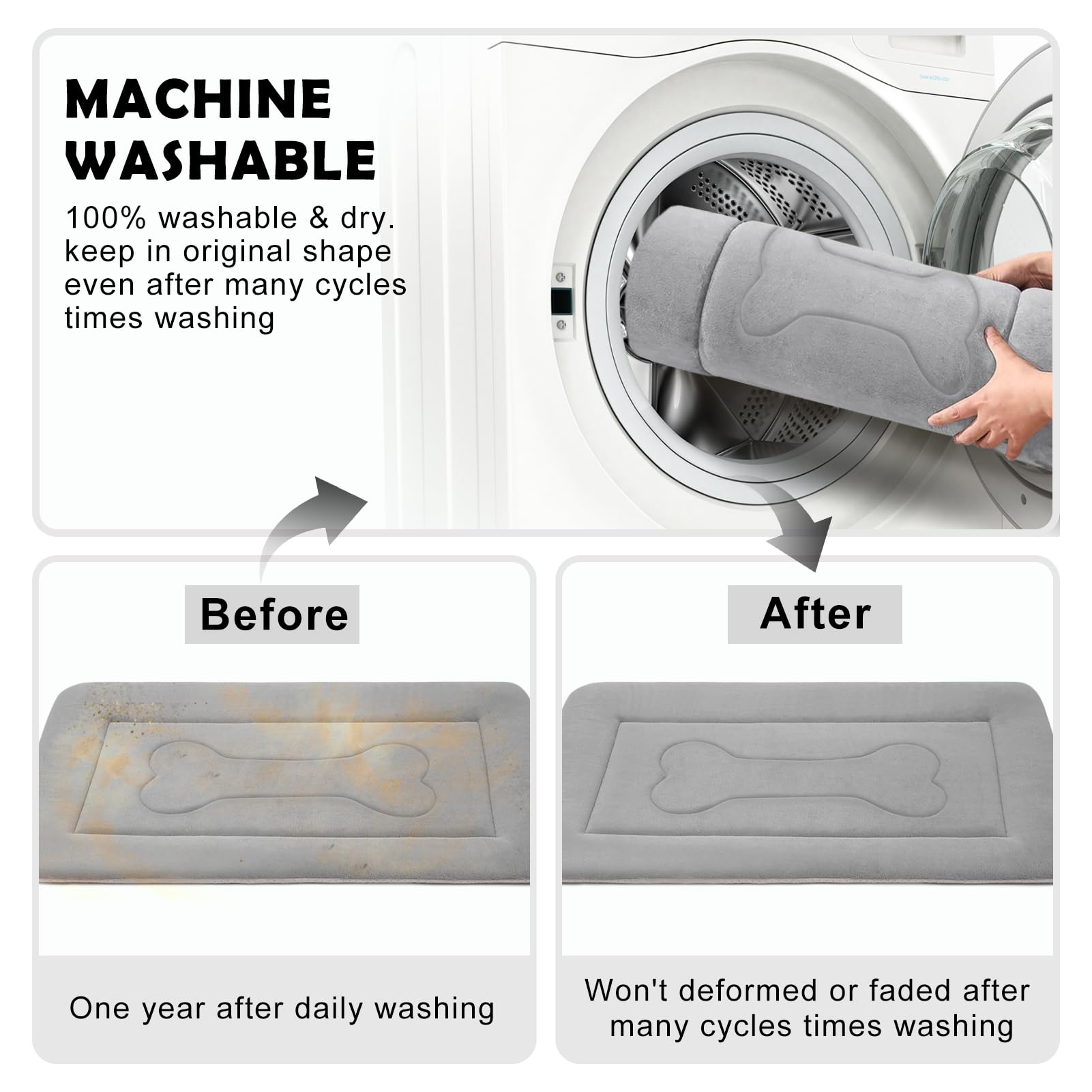 Joicyco Extra Large Dog Bed Crate Mat 47 In Non-Slip Washable Soft Mattress Kennel Pads