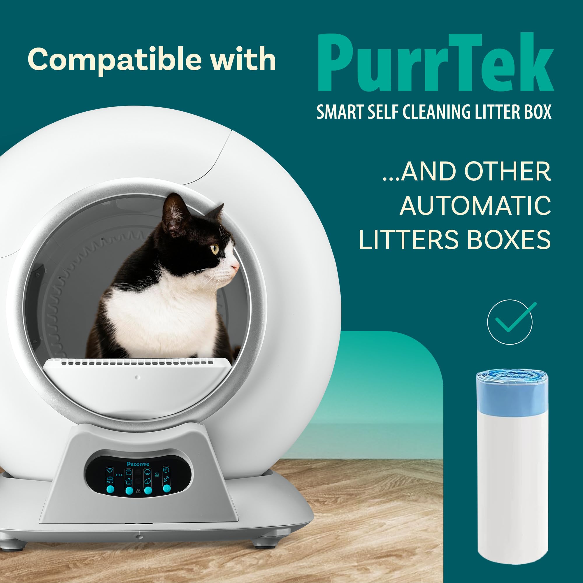 Self Cleaning Cat Litter Box Bags Liners Cat Litter Bags Liners & Durable Litter Box Liners - 75 Count Odor Control & Leakproof