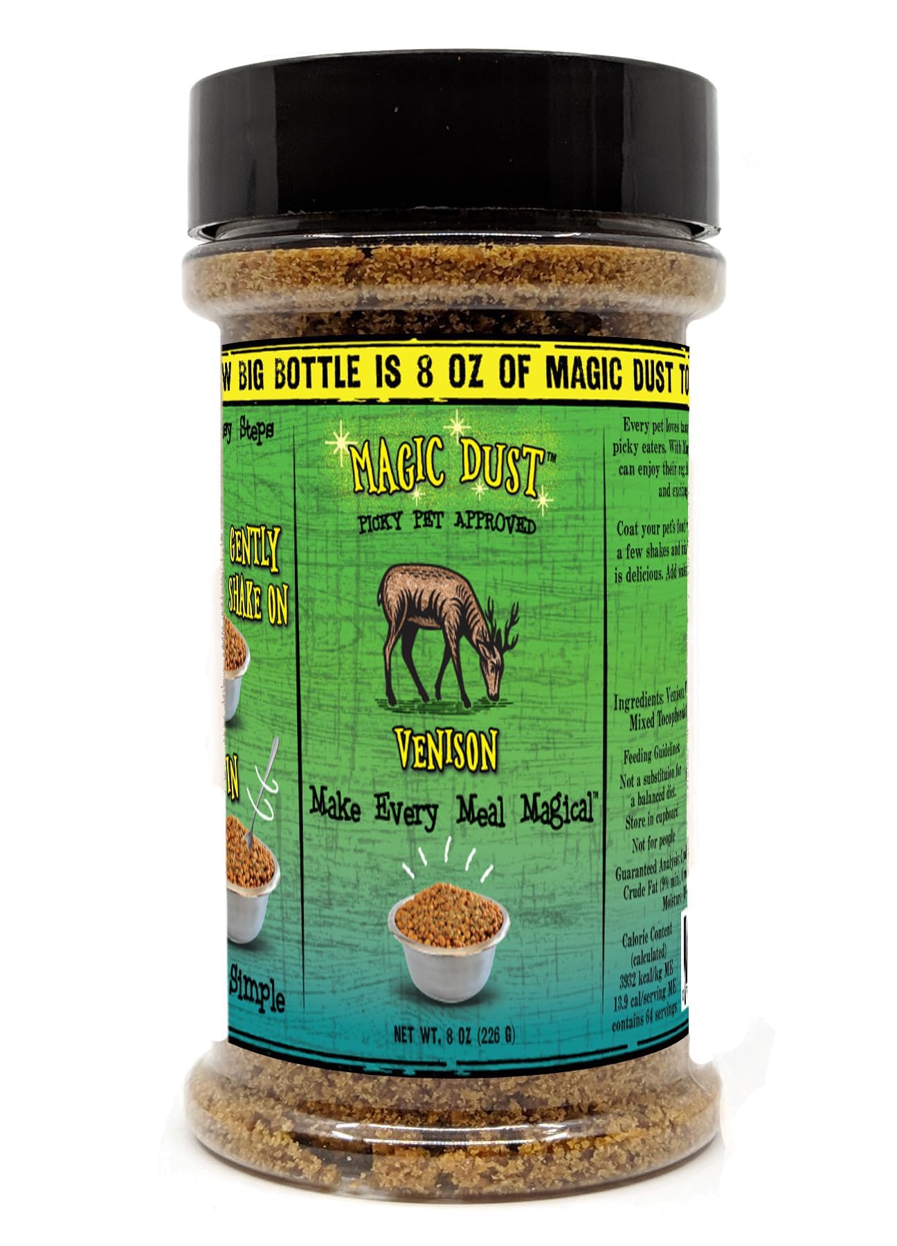 Wild Meadow Farms - Dust Venison Jerky Topper, Single Protein Pet Food Topper for Dogs & Cats, Flavor & Elevate Mealtime Excitem