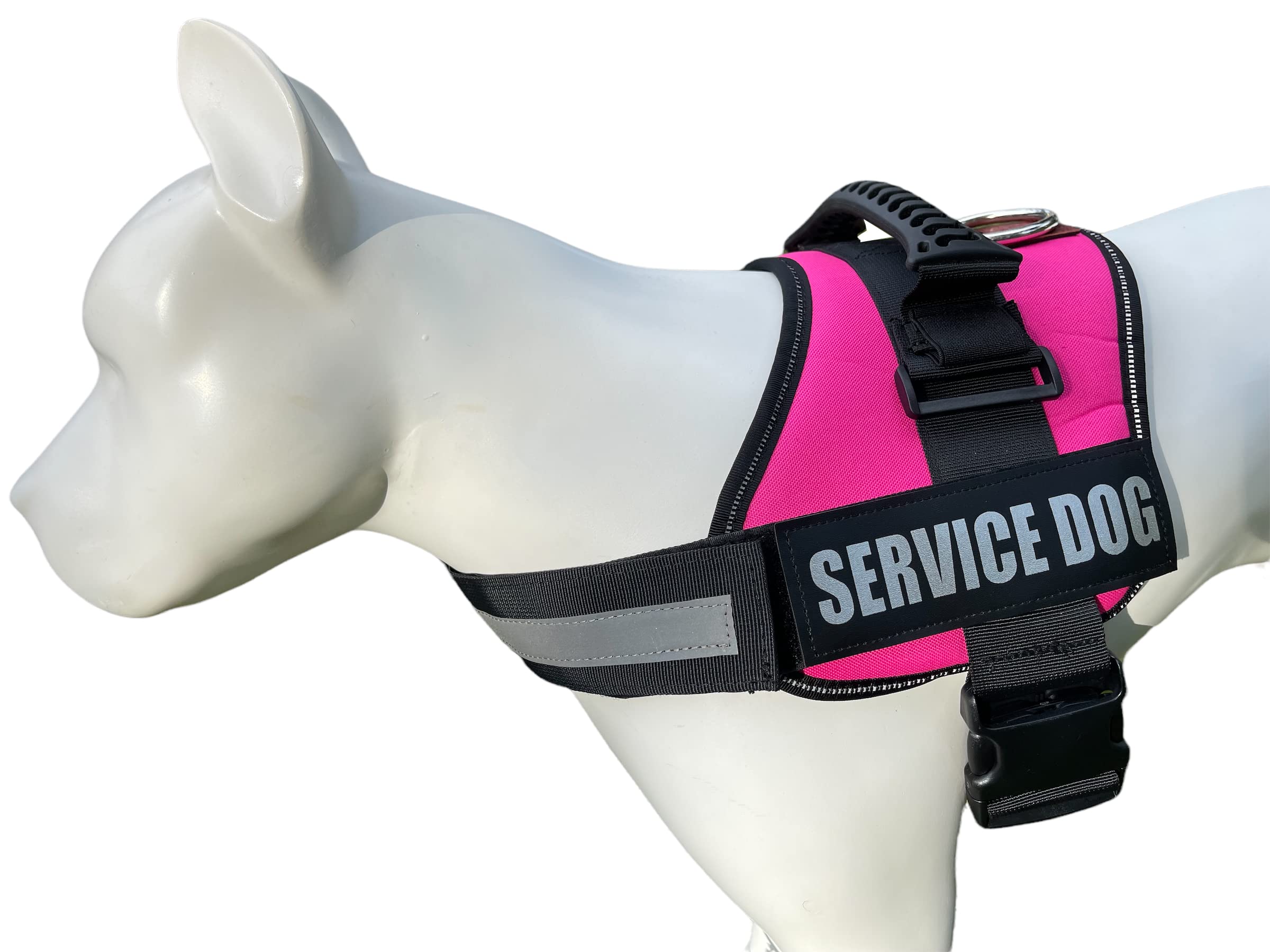 Albcorp Service Dog Vest Harness - Reflective - Woven Polyester & Nylon, Comfy Mesh Padding, Large, Pink