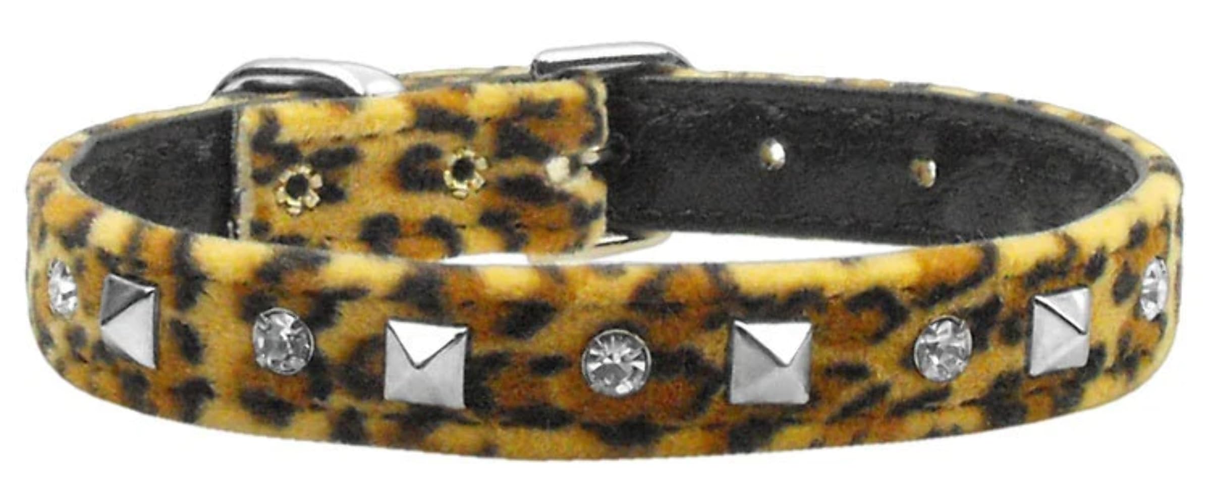Dog, Puppy and Pet Collar, &quot;Animal Print Crystal & Pyramid&quot; Zebra 12