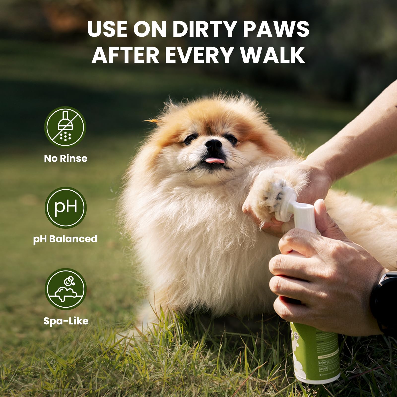Pawsono Paw Cleaner For Dogs & Cats, No-Rinse Foaming Pet Foot Washer With Built-In Scrubber Brush For Dirty, Muddy Paws - Suita