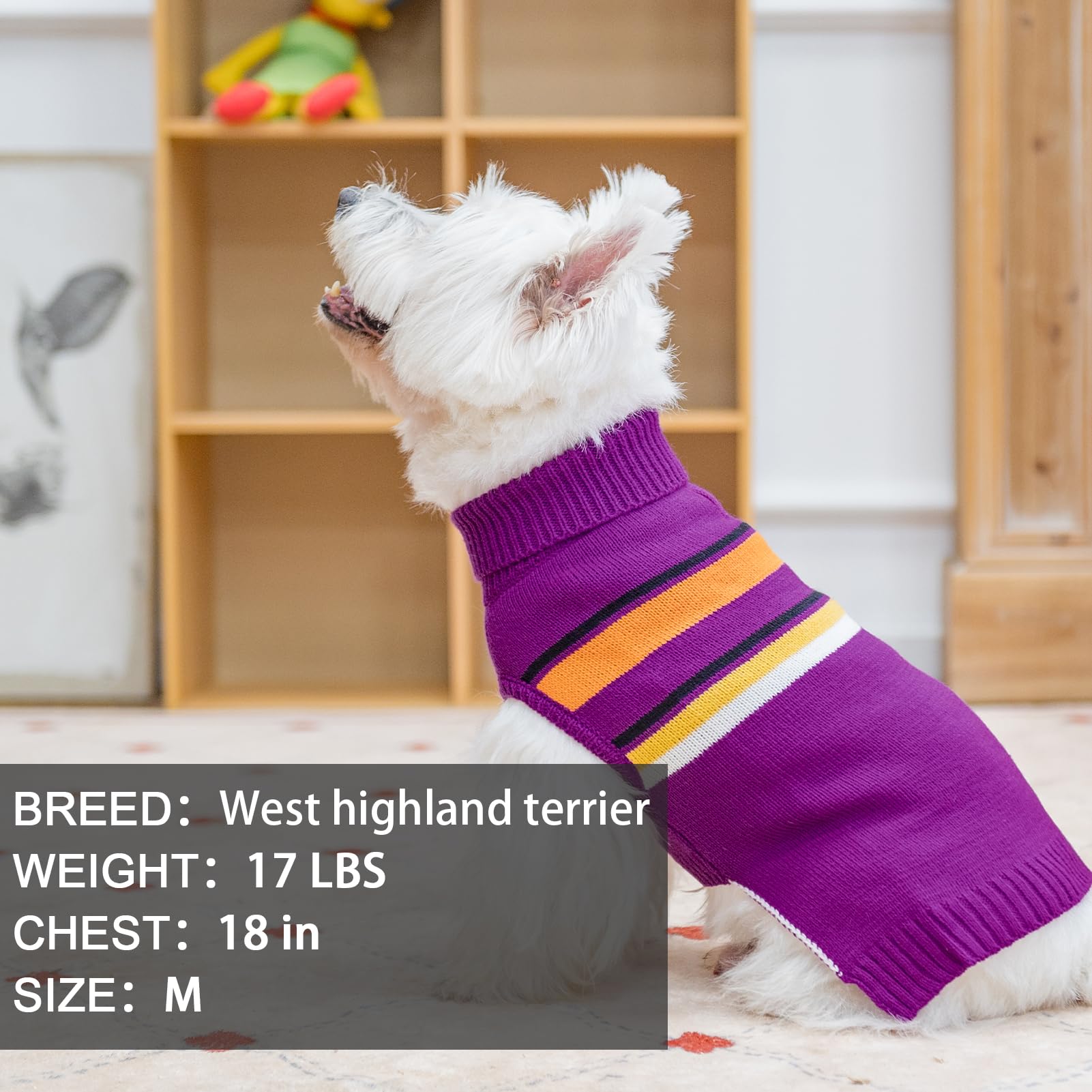 PAWCHIE Dog Sweater for Small Size Dog Girls Boys, Warm Coat Turtleneck Thick Dog Clothes with Leash Hole, Stretchy Knitted Dog