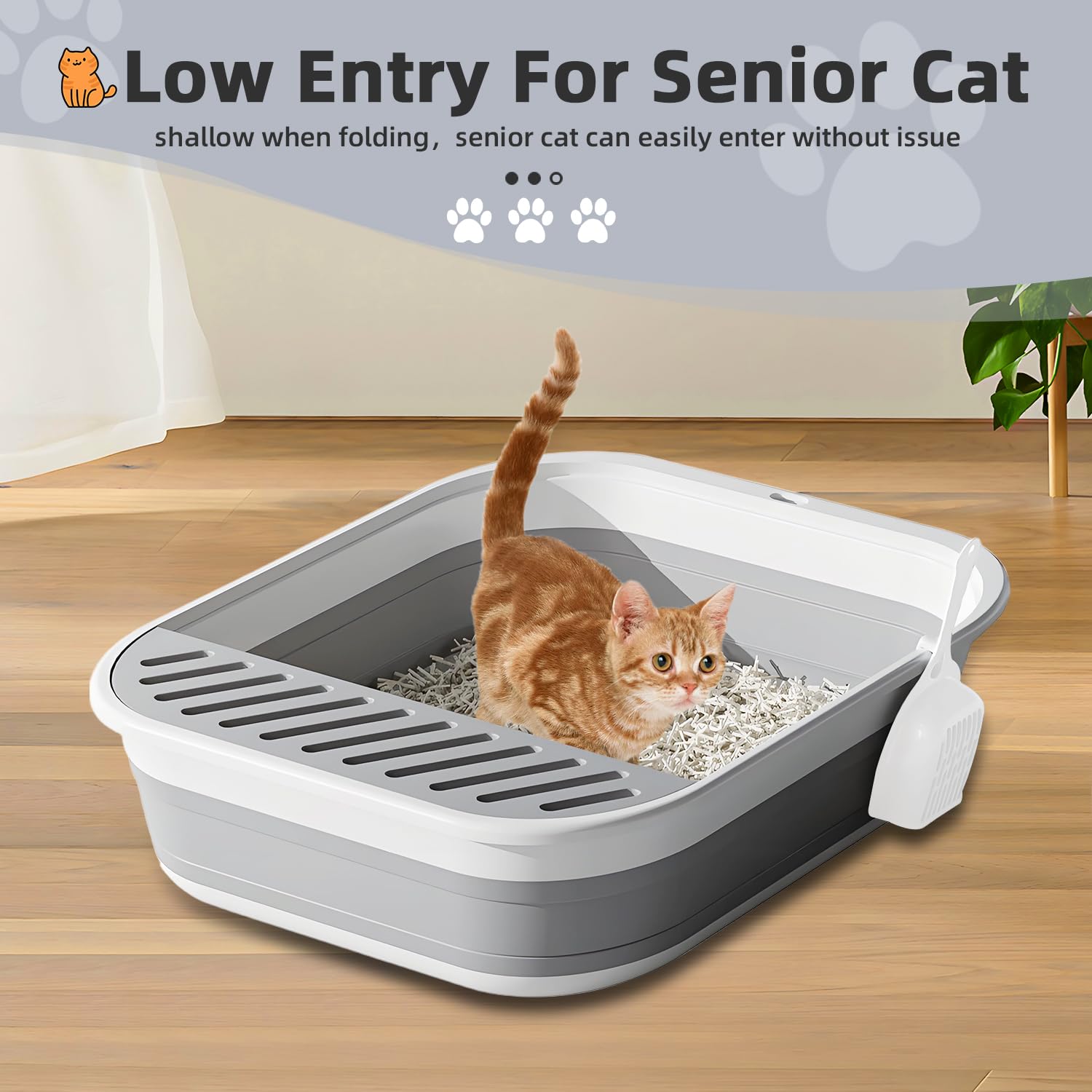 Small Litter Box For Kittens, Open Potty Pan Cat Toilet Portable Cats Litter Box Travel Litter Easy To Clean And Assemble 17.7''