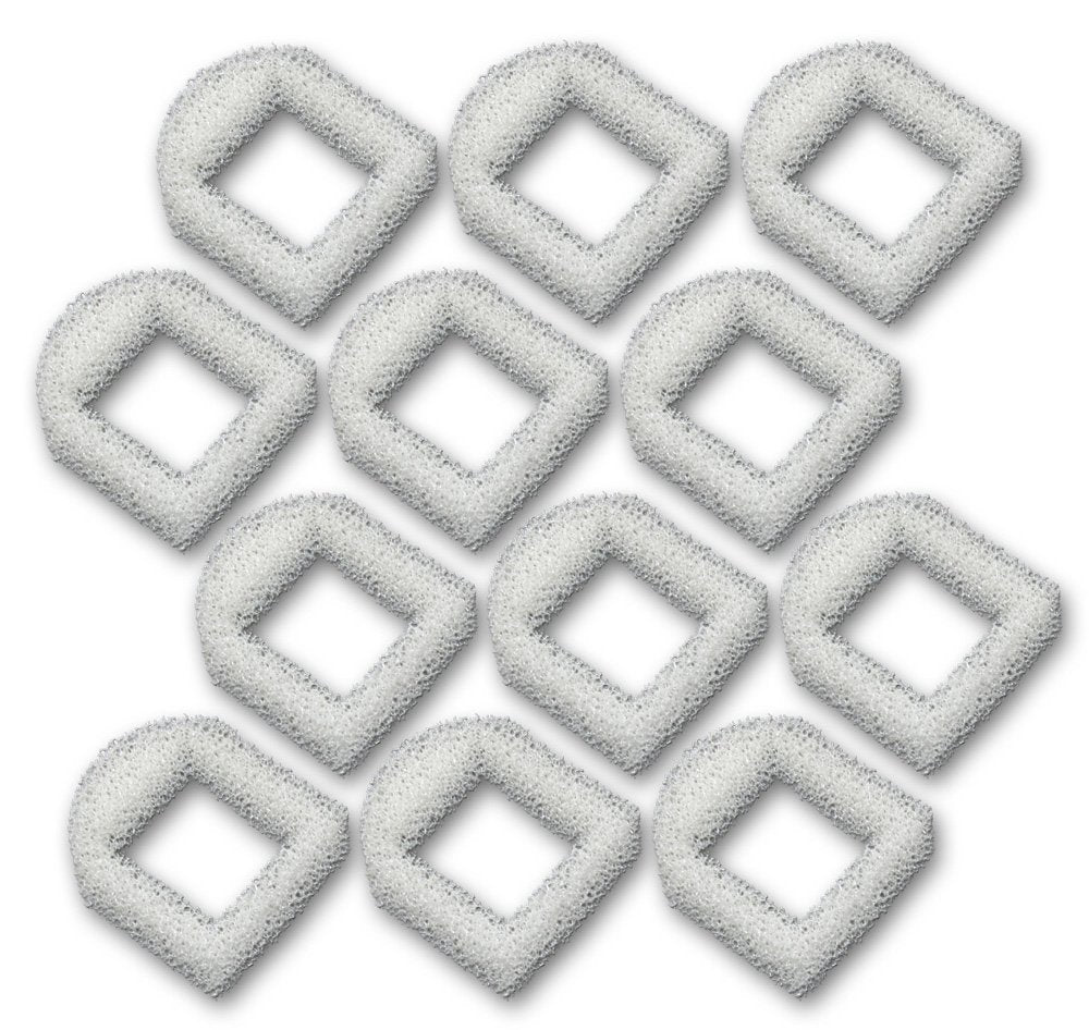 Zanyzap 12 Foam Pre-Filters For Drinkwell Stainless Steel 360, Lotus, Avalon, Pagoda Water Bowl (White)