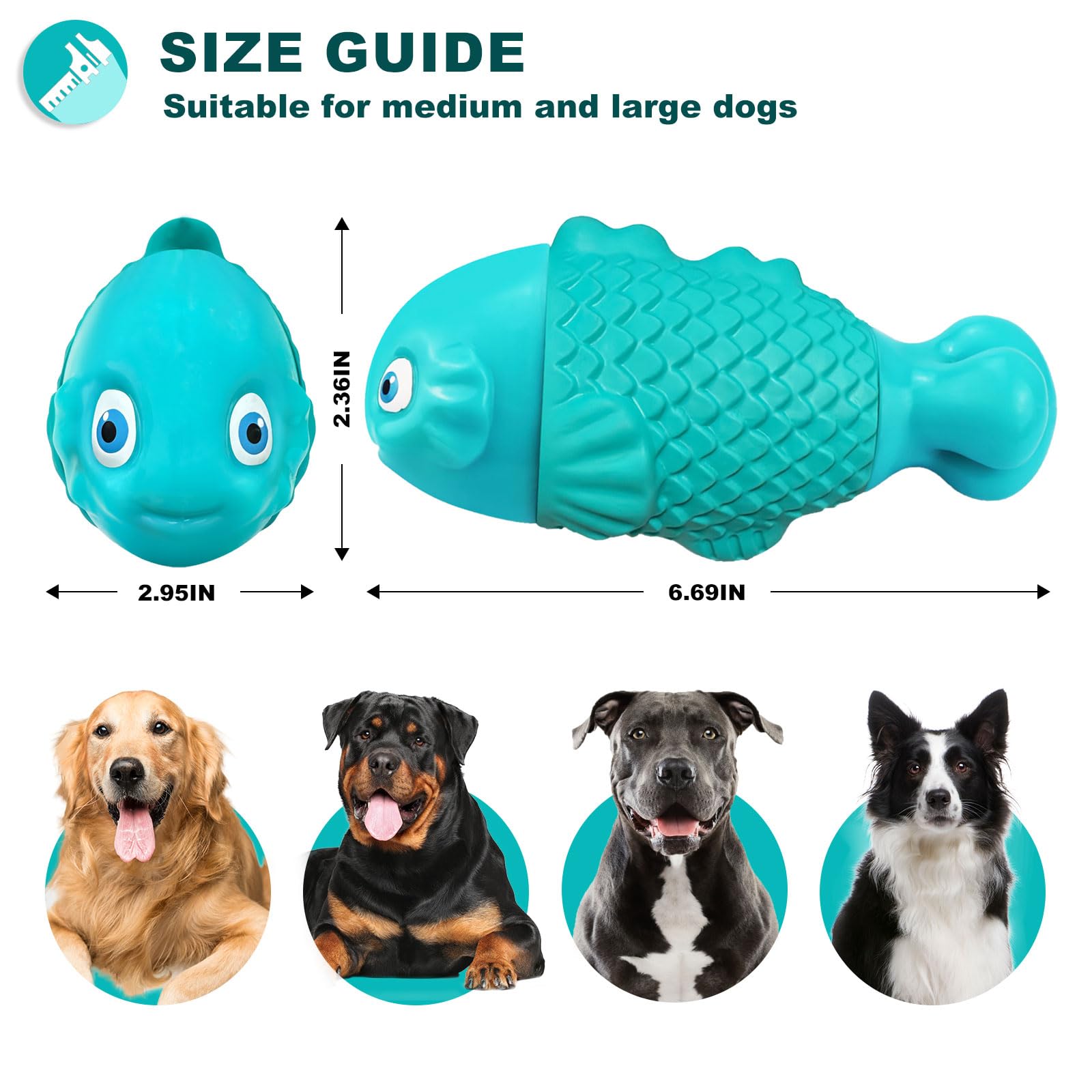 BoYoYo Indestructible Dog Chew Toys, Squeaky Heavy Duty Nylon, Cyan for Aggressive Chewers