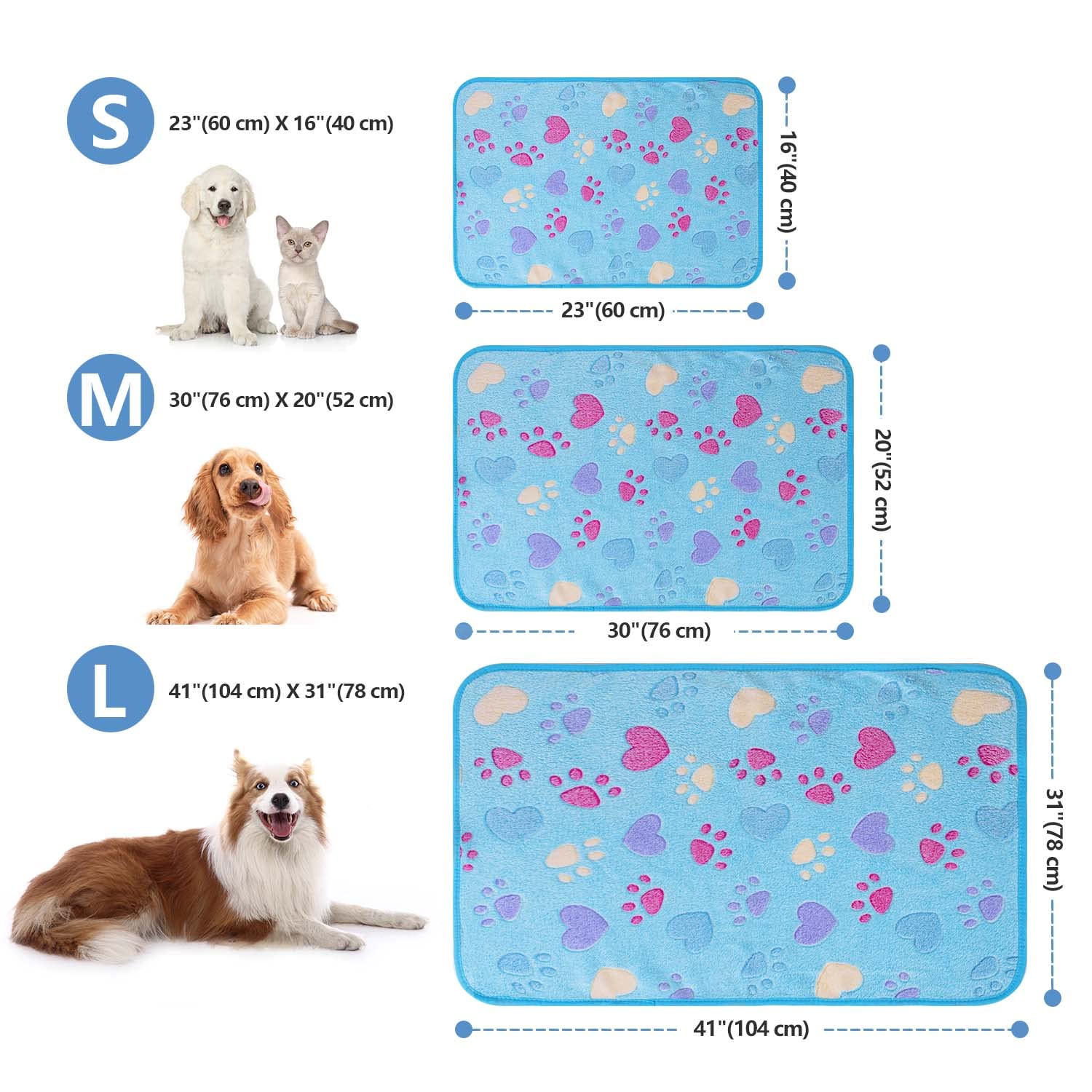 Leapsheep Pet Blankets For Dogs Cats - 3Pack Heart Pattern Super Soft Fluffy Dog Blankets For Small Medium Large Doggy Kitten(Heart, Large)