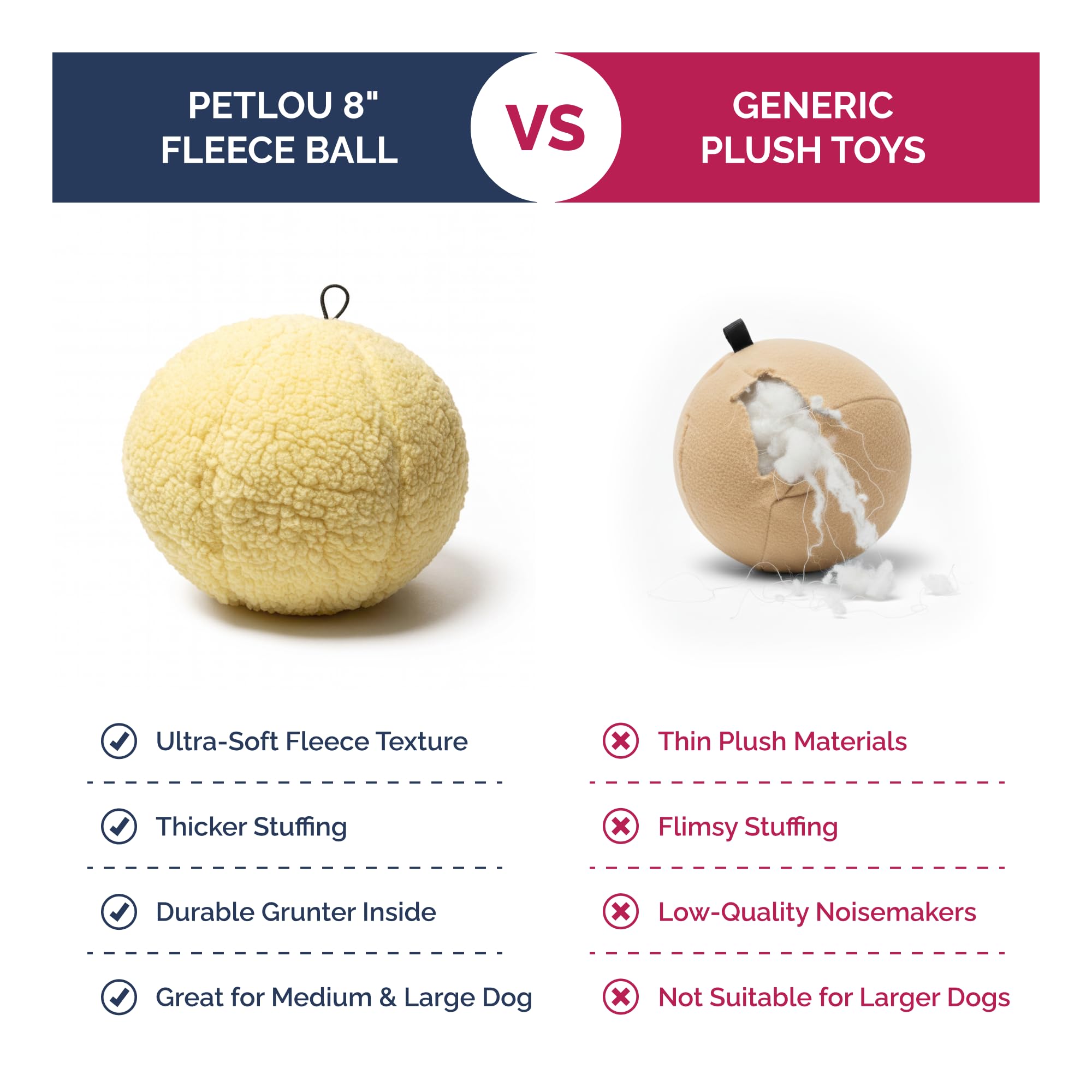 Petlou Dog Fleece Ball Chew Toy, 8