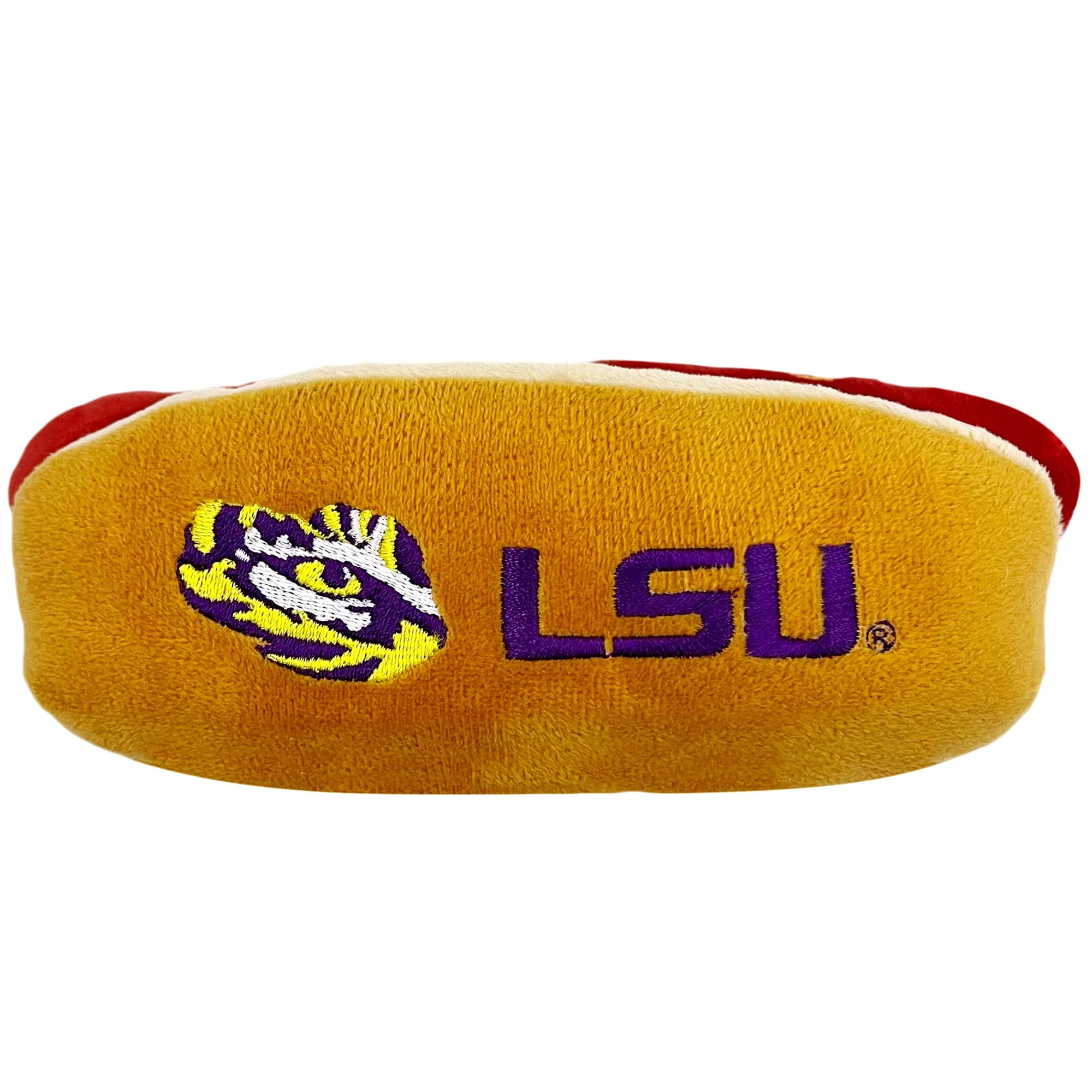 Pets First Ncaa Lsu Tigers Hot Dog Plush Dog & Cat Squeak Toy- Cutest Hot-Dog Snack Plush Toy For Dogs & Cats With Inner Squeake