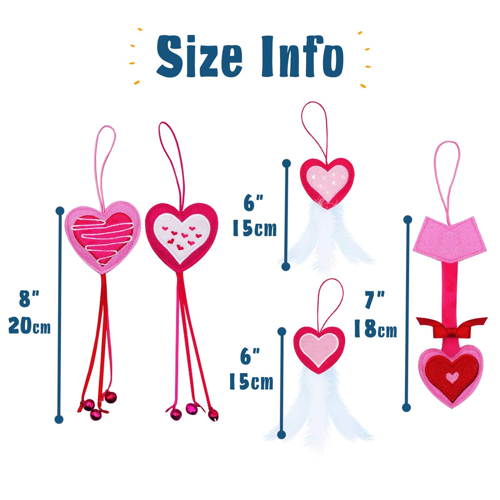 Lepawit Valentine'S Day Cat Toys, 5 Pack Catnip Toys With Feather And Bells, Hanging Cats Teaser Toys, Valentines Day Gifts For