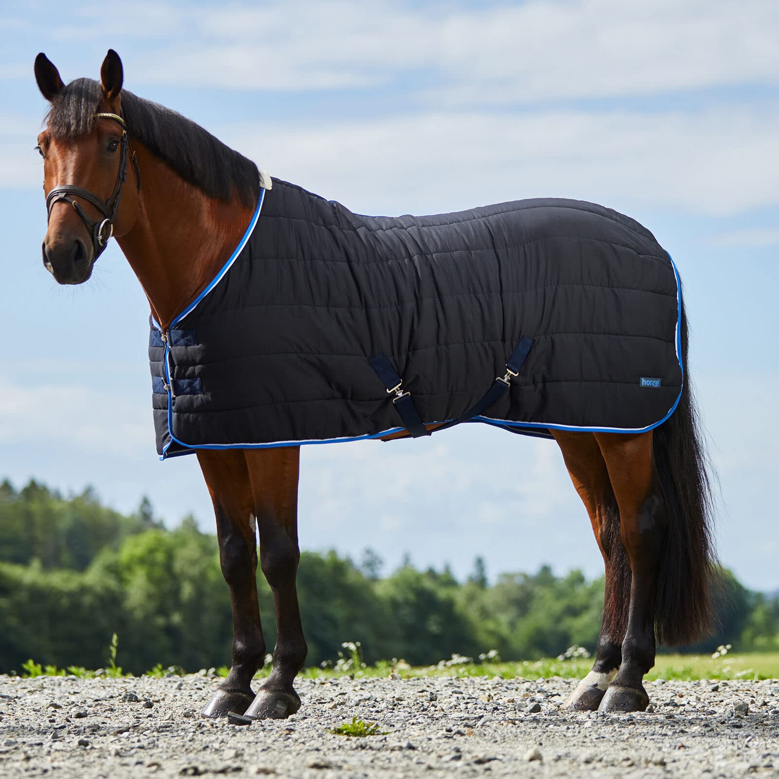 HORZE Glasgow Anti-Slip Stable Horse Blanket (100g Fill) - Dark Blue - 72 in