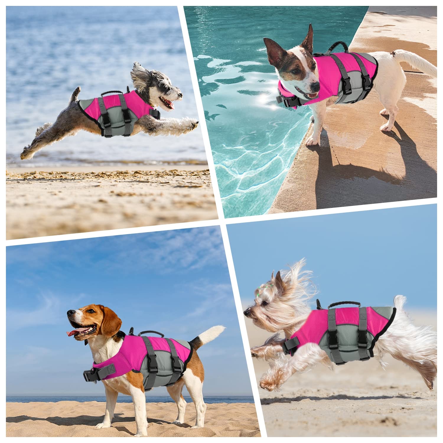 Mklhgty Dog Life Jacket, Reflective Adjustable Dog Life Vest With Rescue Handle For Swimming And Boating, Ripstop Pet Safety Life Preserver For Small, Medium And Large Dogs