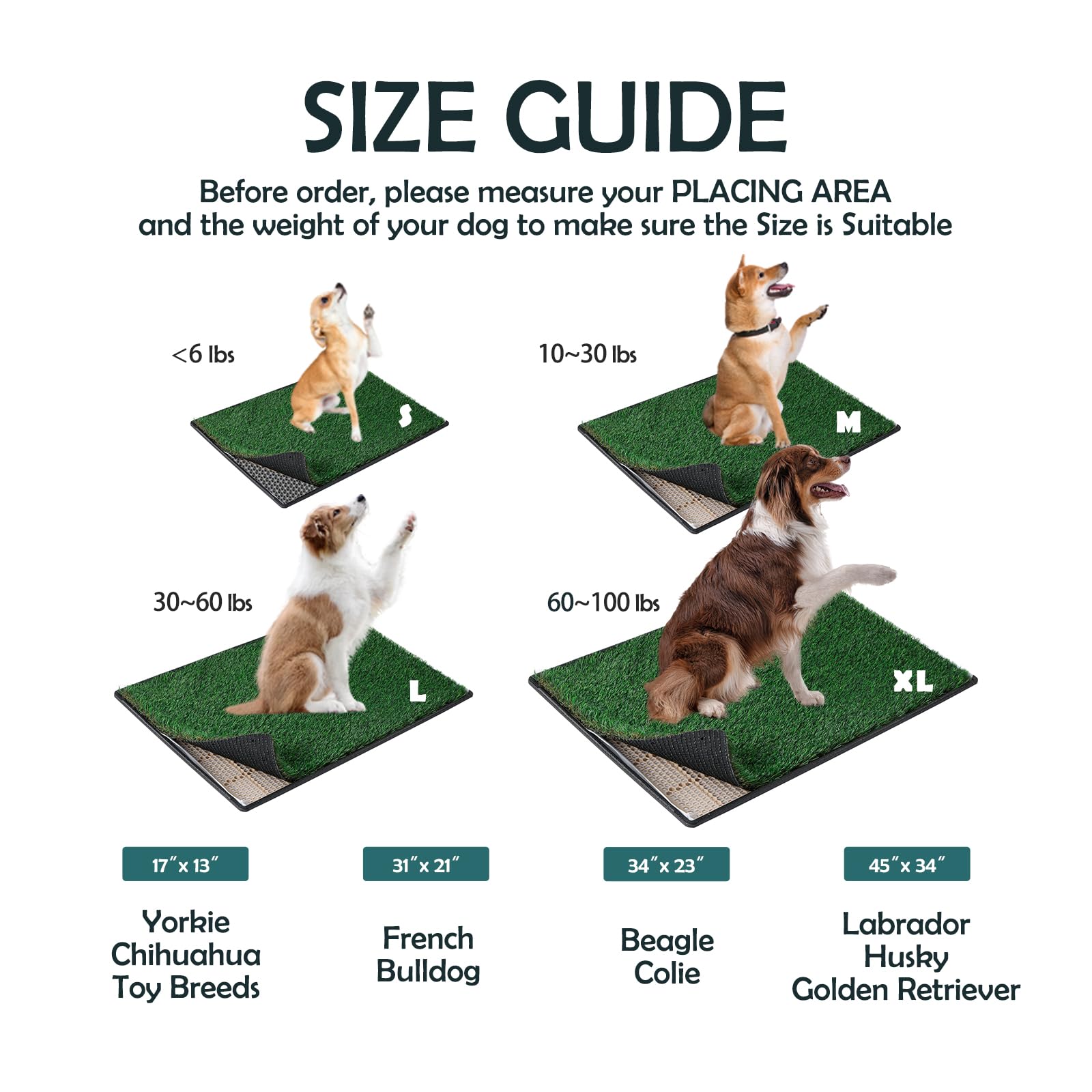 MEEXPAWS Dog Grass Pee Pads for Dogs with Tray | Medium 31  21 in | 2   Dog Artificial Grass Pads Replacement| Rapid Drainage |