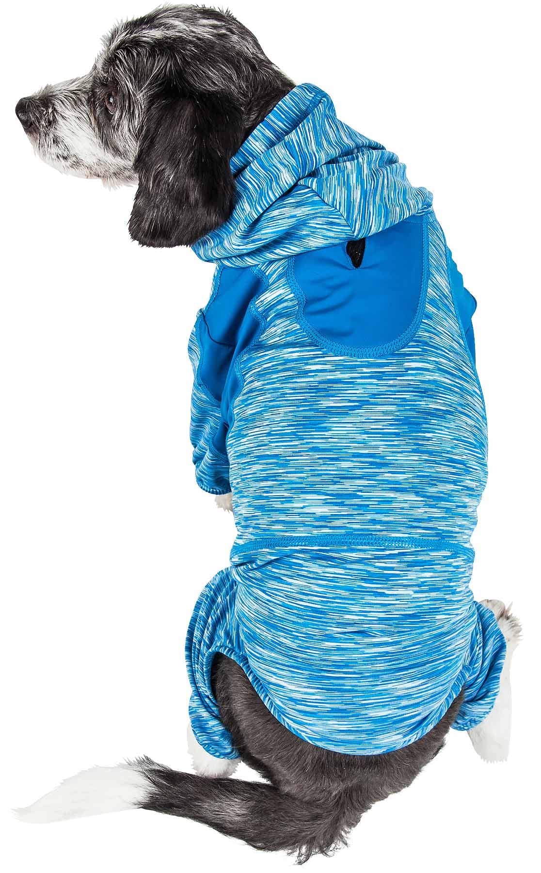 Pet Life A Active Downward Dog Hoodie And Flexible Full Body Dog T-Shirt - Lightweight Dog Fitness Tracksuit And Yoga Dog Clothe