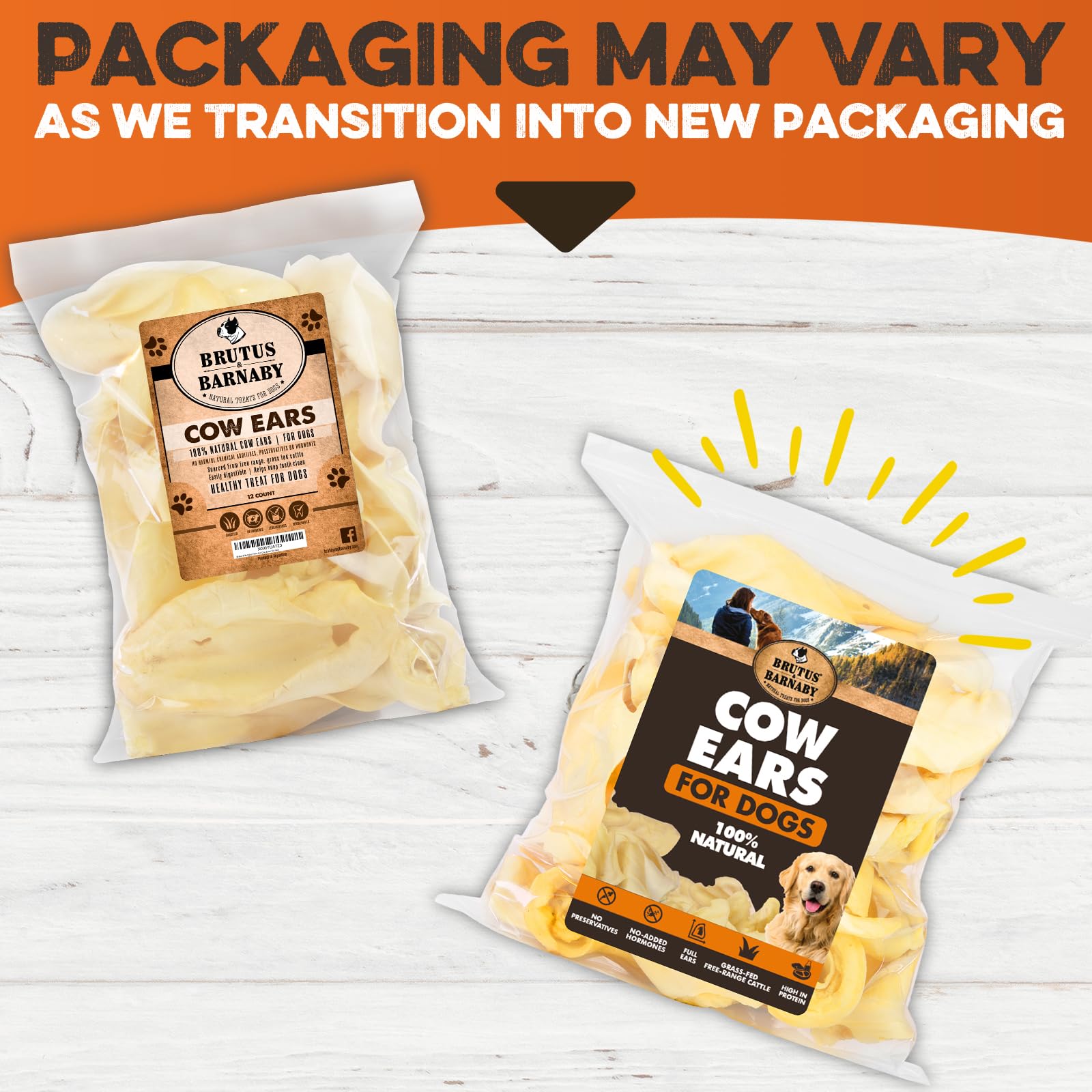 Cow Ears for Dogs - Whole Ears 30 ct, Thick Cut, Grass-Fed Angus Beef, All-Natural No-Rawhide Dog Treat Alternative