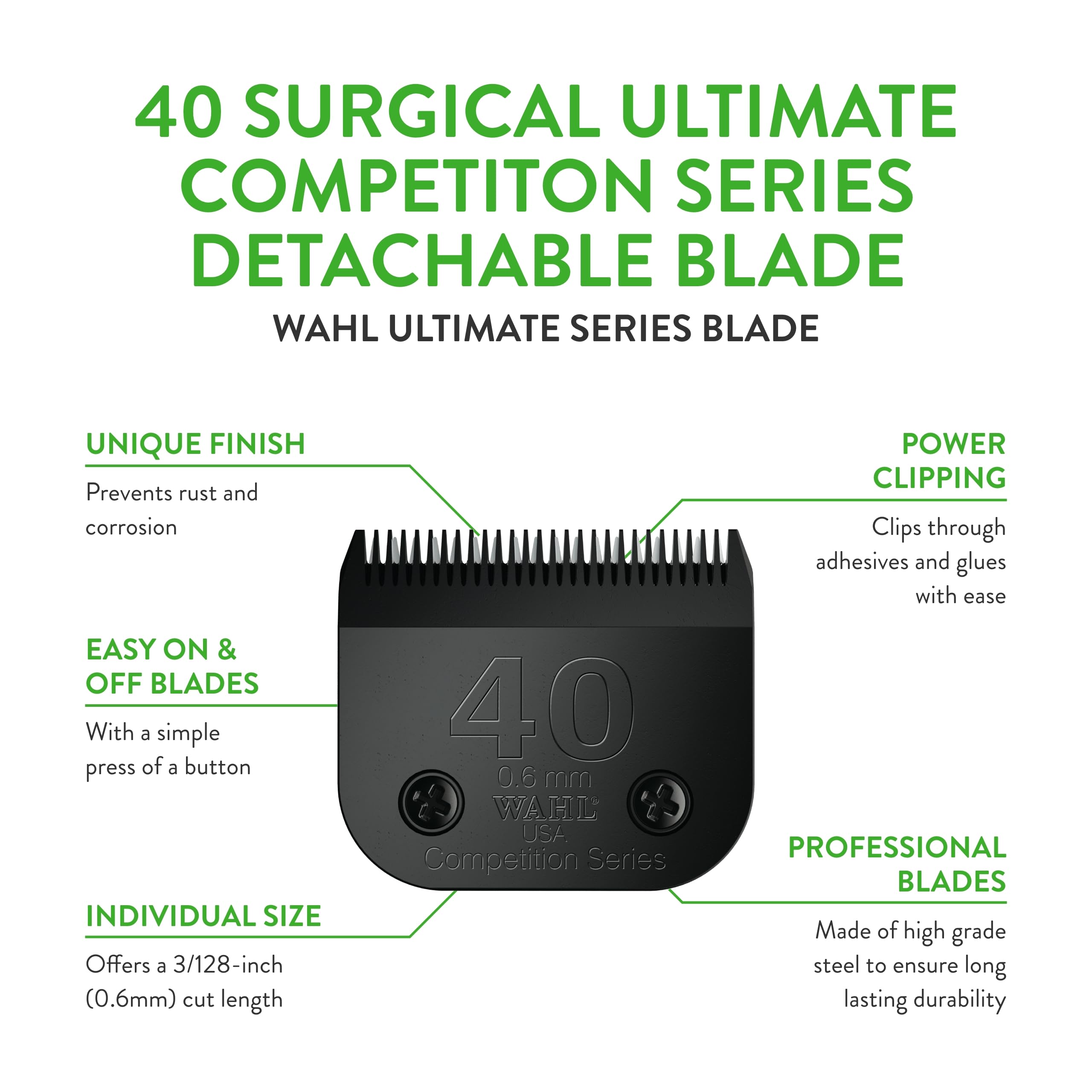 Wahl Professional Animal 40 Surgical Ultimate Competition Series Detachable Blade With 3/128-Inch Cut Length (2352-500)