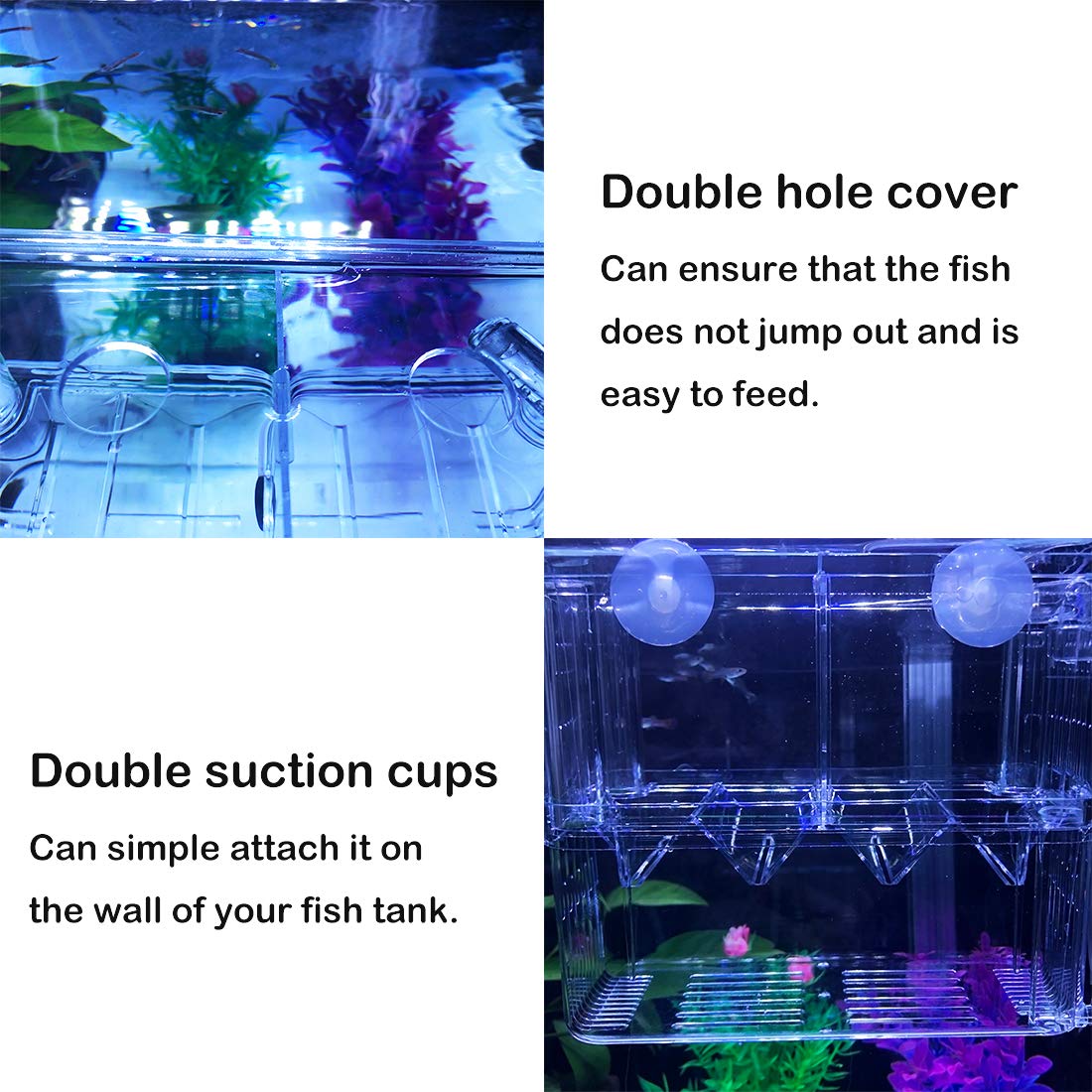 J-star Large Clear Acrylic Fish Breeder Box - Ideal for Betta, Guppy, Killifish, Shrimp, and Clownfish Isolation
