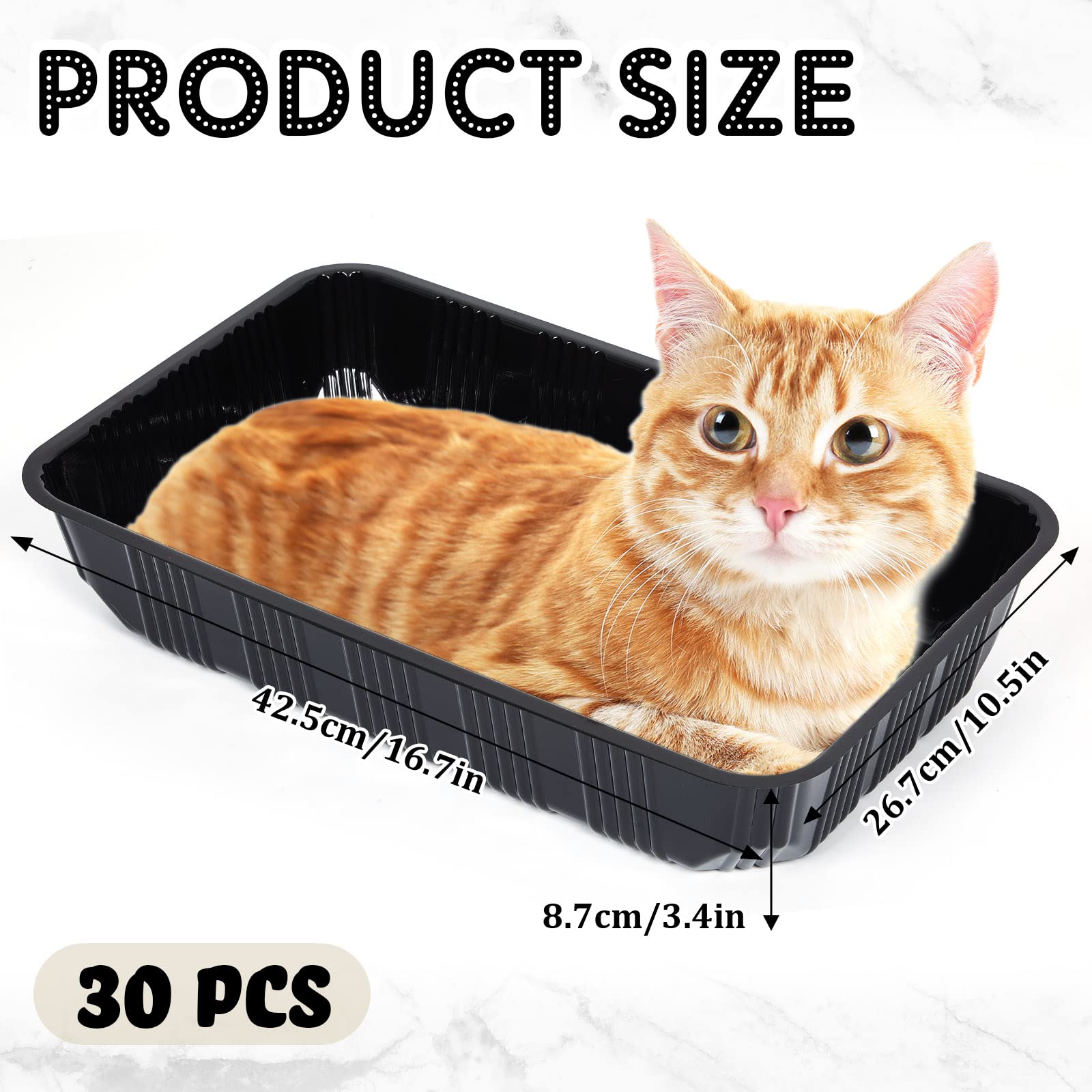 Tessco For You 30 Pack Disposable Plastic Litter Boxes For Cats Disposable Cat Litter Tray For Small Pets Kitten Travel, 16.7 X