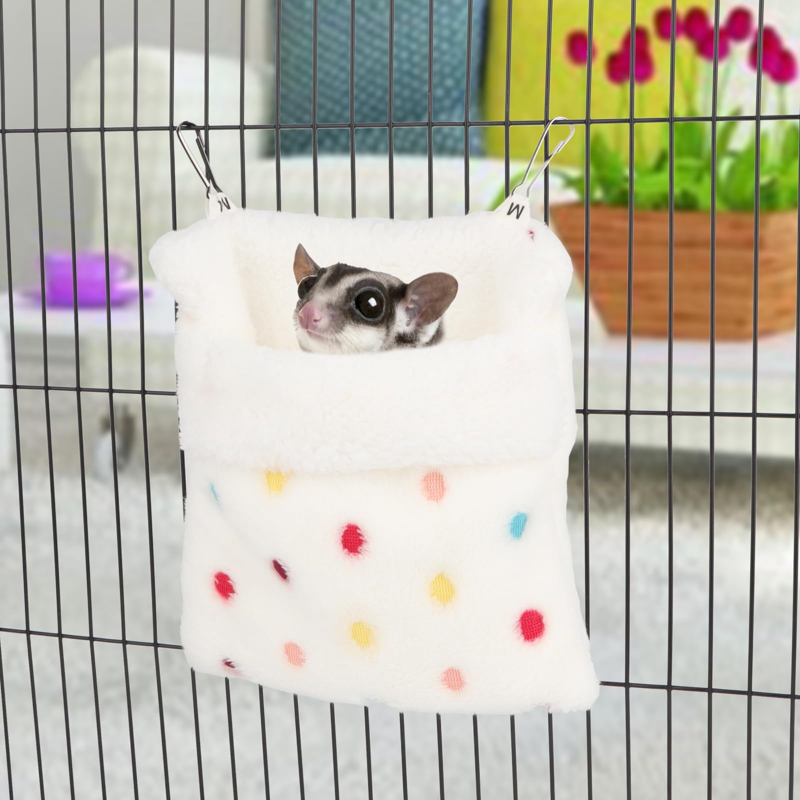 Reshiho Sugar Glider Sleeping Pouch Bag, Warm Hamster Hammock Pouch Sack Small Pet Hanging Bed For Hamster Rat Hedgehog Squirrel